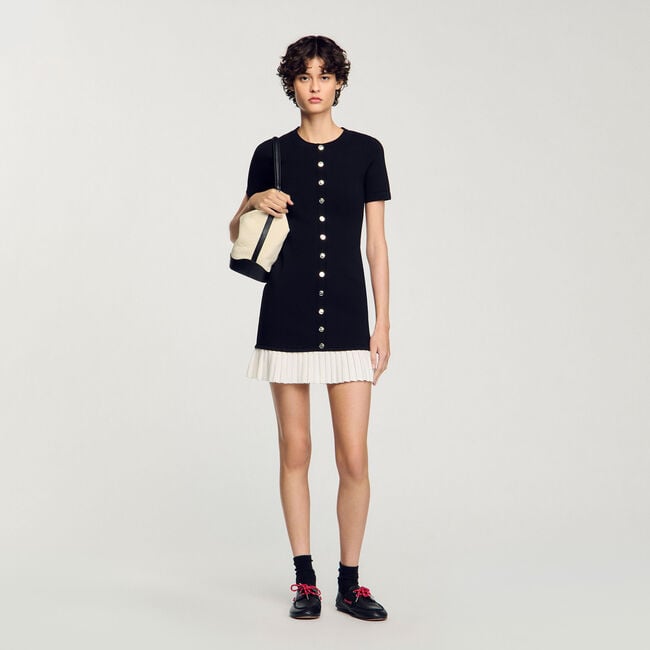 Mini knit dress with ruffle