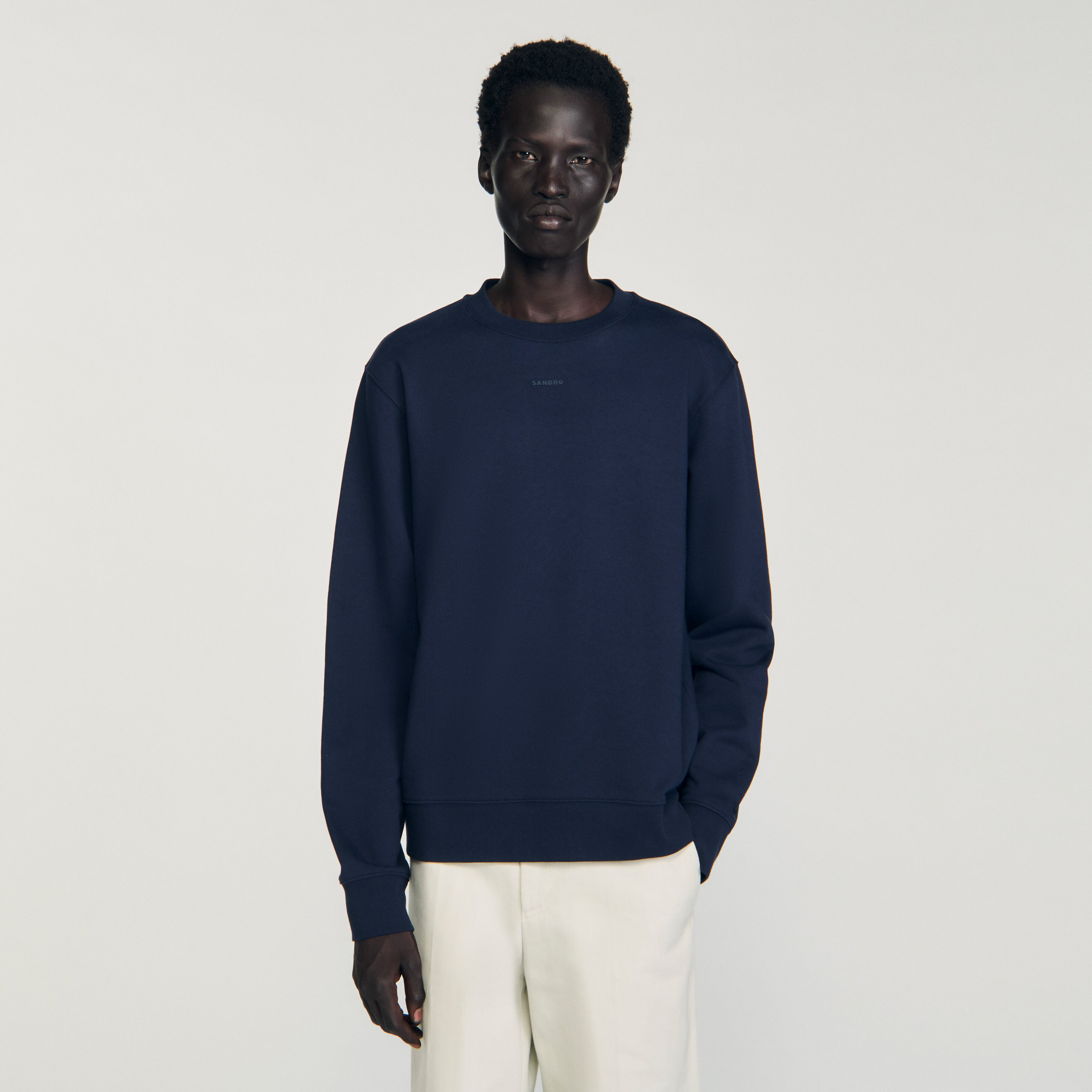 Logo sweatshirt blue for Men | Sandro Paris