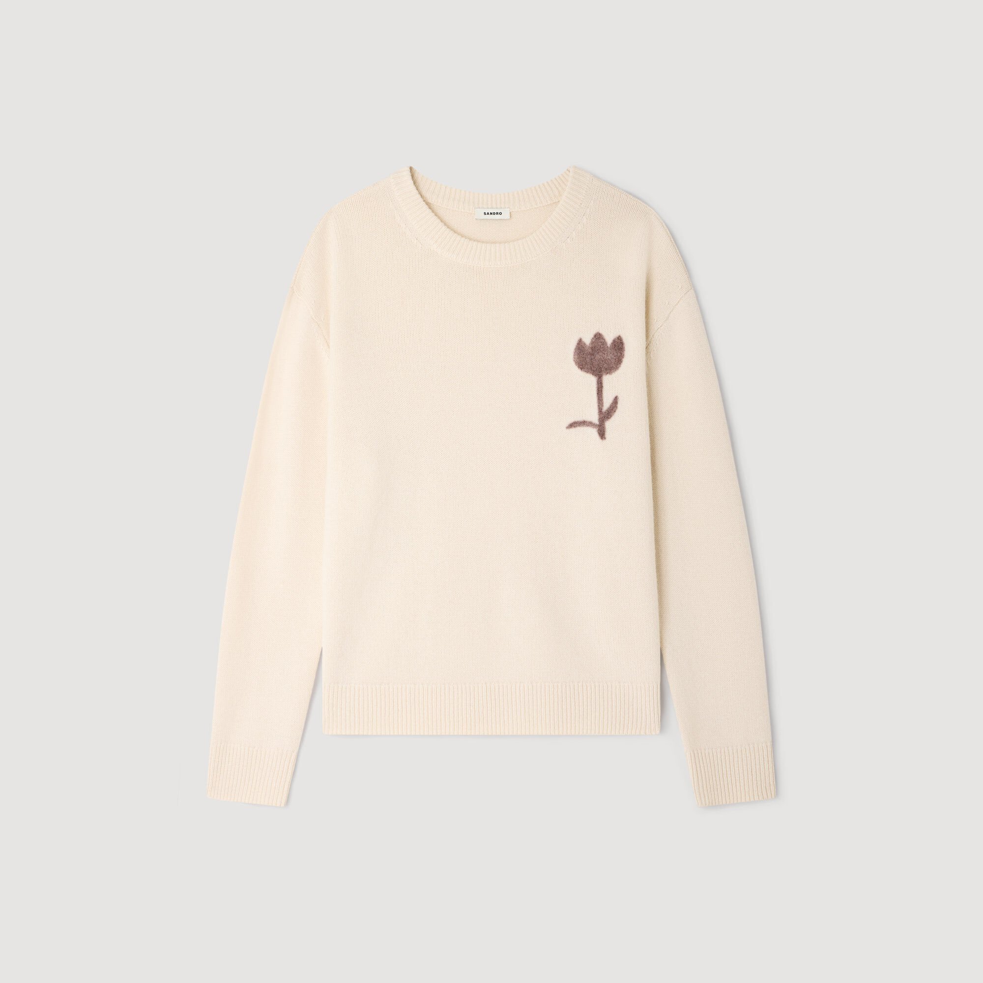 Wool sweater with flower detail