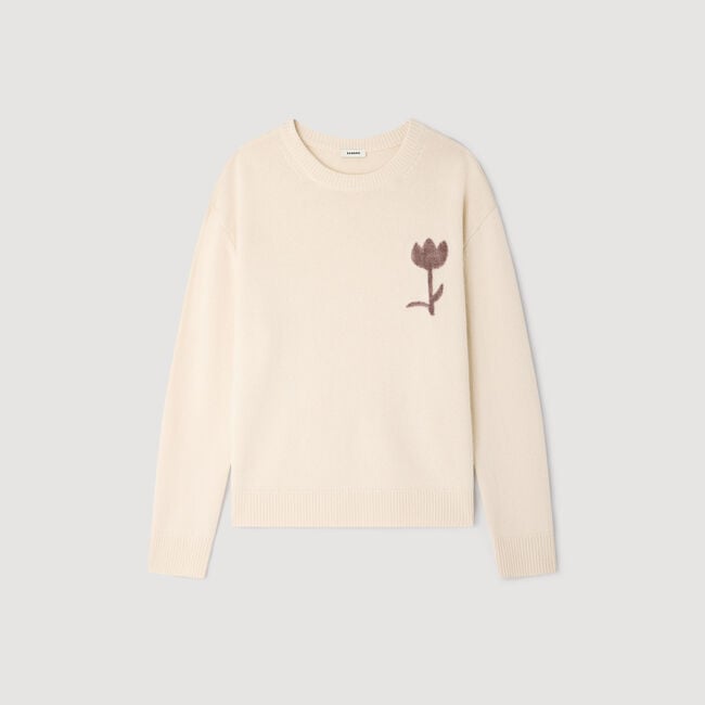 Wool sweater with flower detail