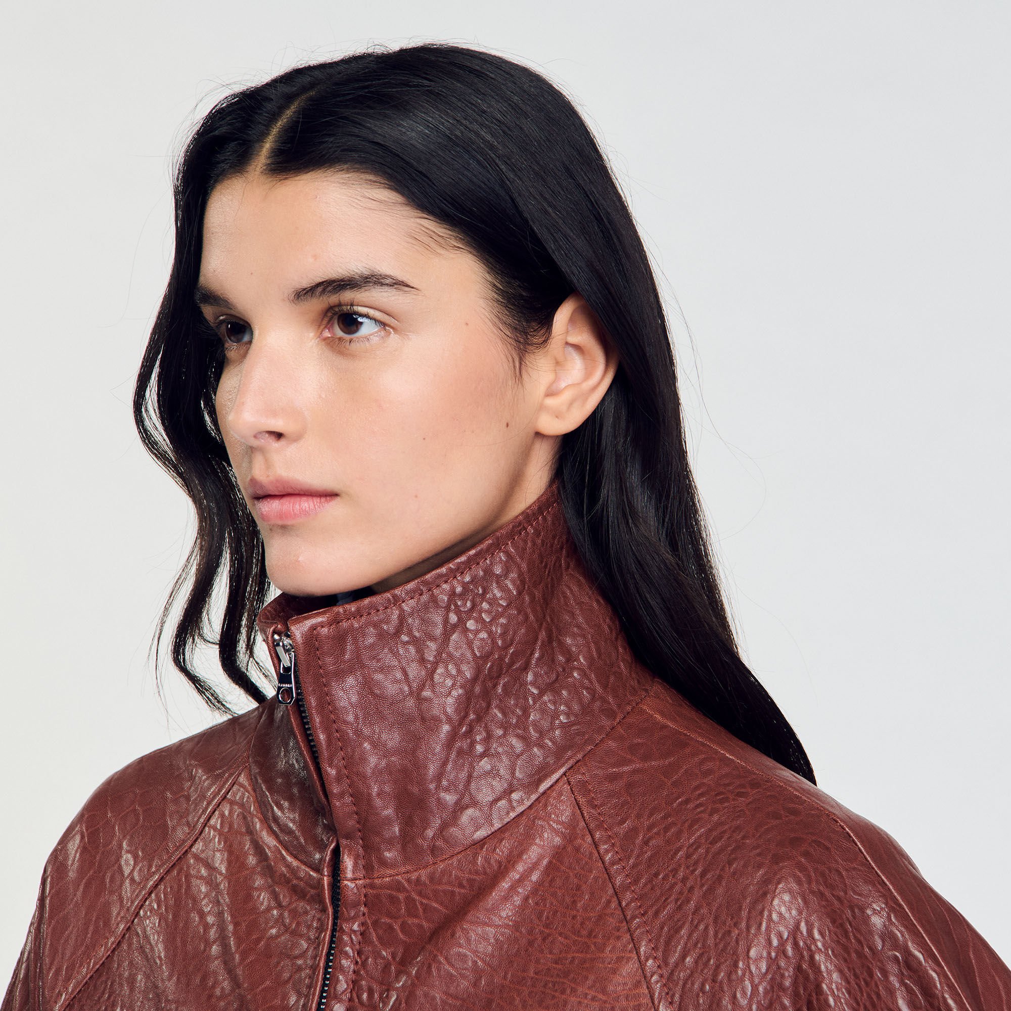 Oversized leather jacket