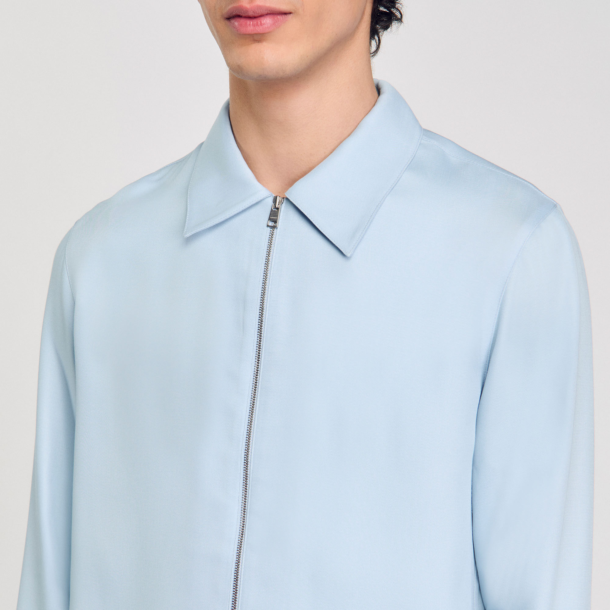 Zip-up shirt blue for Men | Sandro Paris