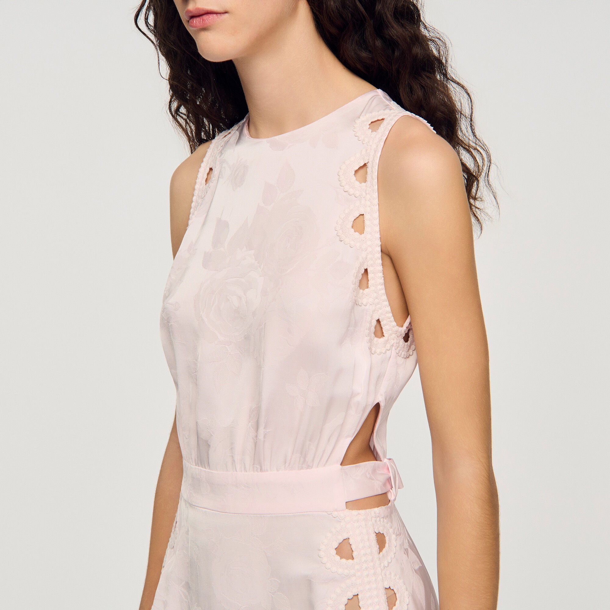 Flower jacquard maxi dress in Pink for Women | Sandro Paris