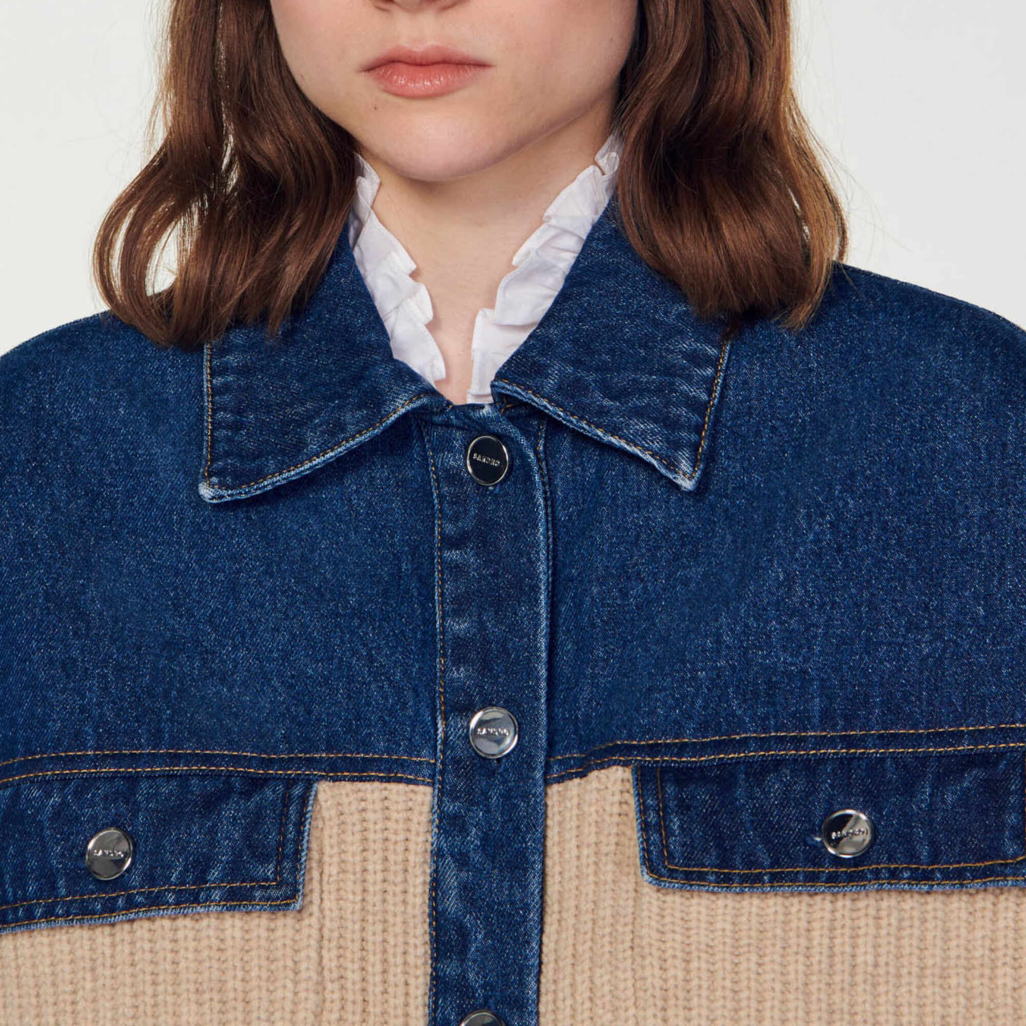 ジャケット・アウター SANDRO Terry knit Cardicoat in blue SANDRO Sandro x Wrangler - Jacket | endource