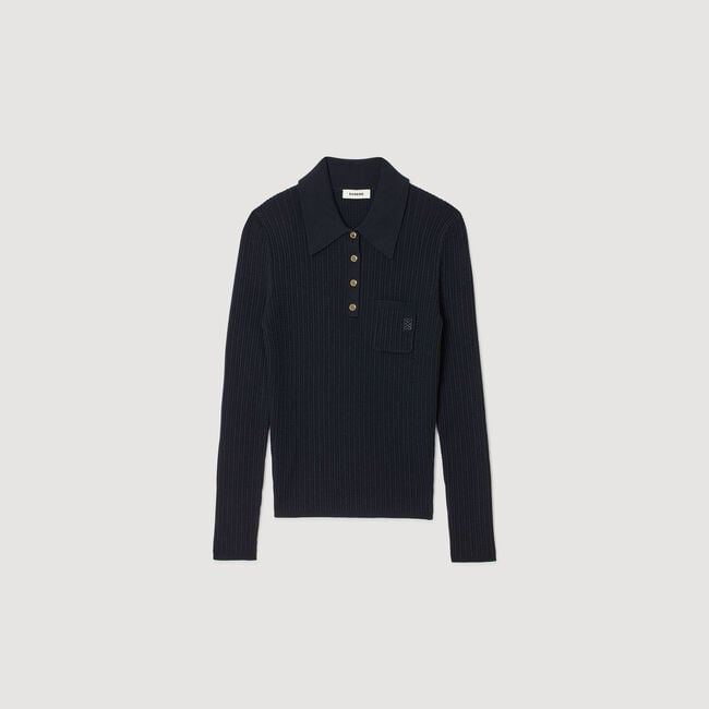 Cable knit polo sweater