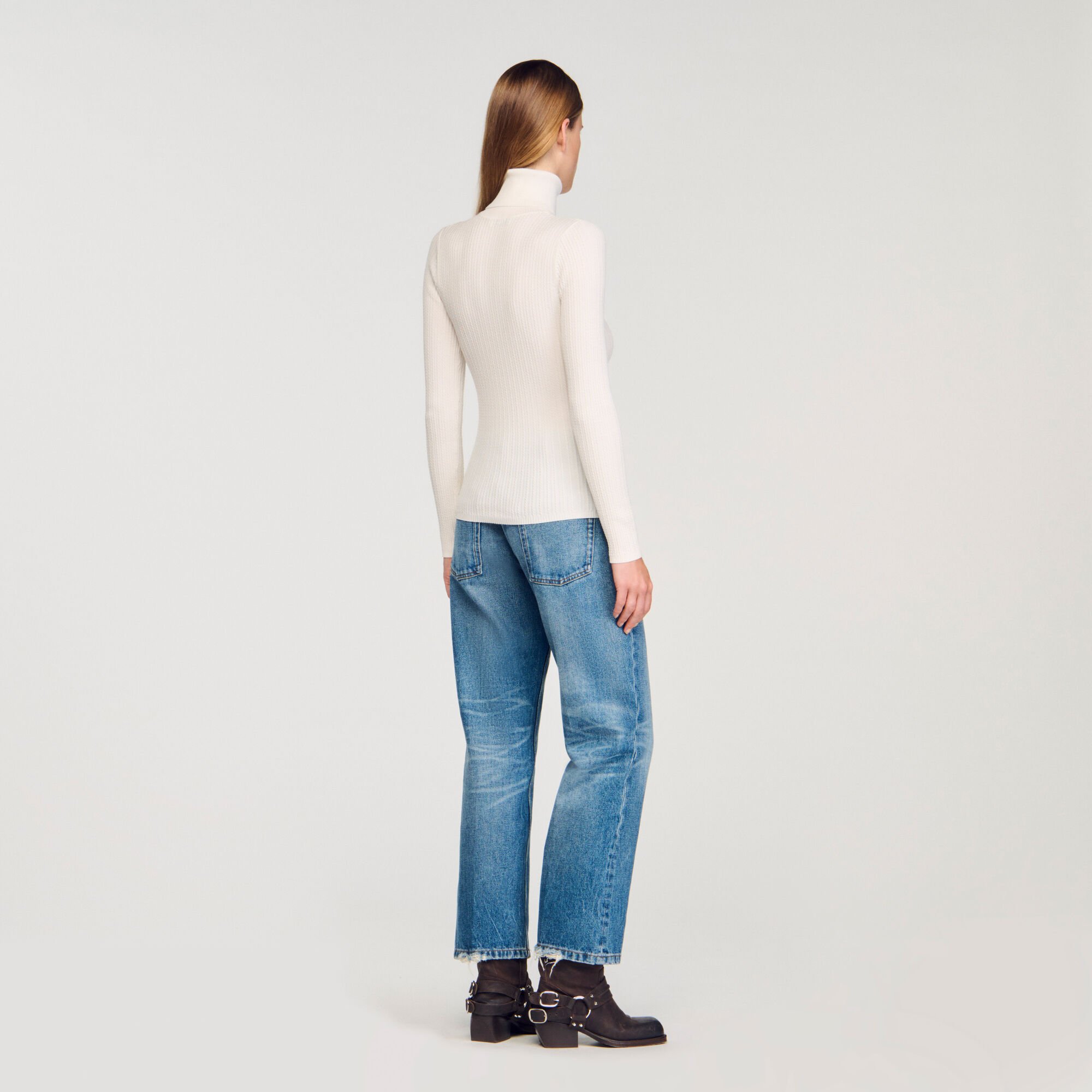 Cable-knit turtleneck sweater