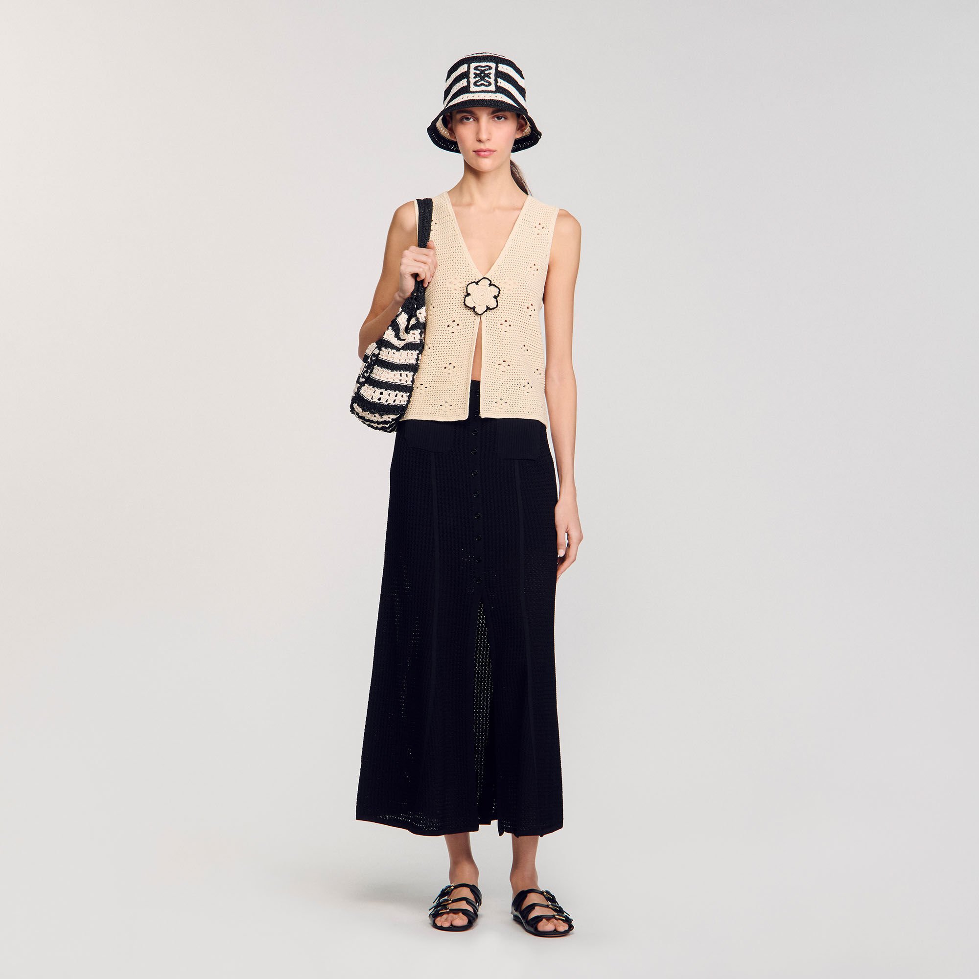 Maxi decorative knit skirt