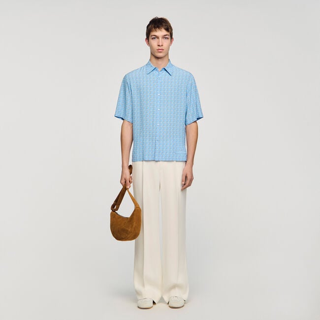 Link print loose-fit shirt