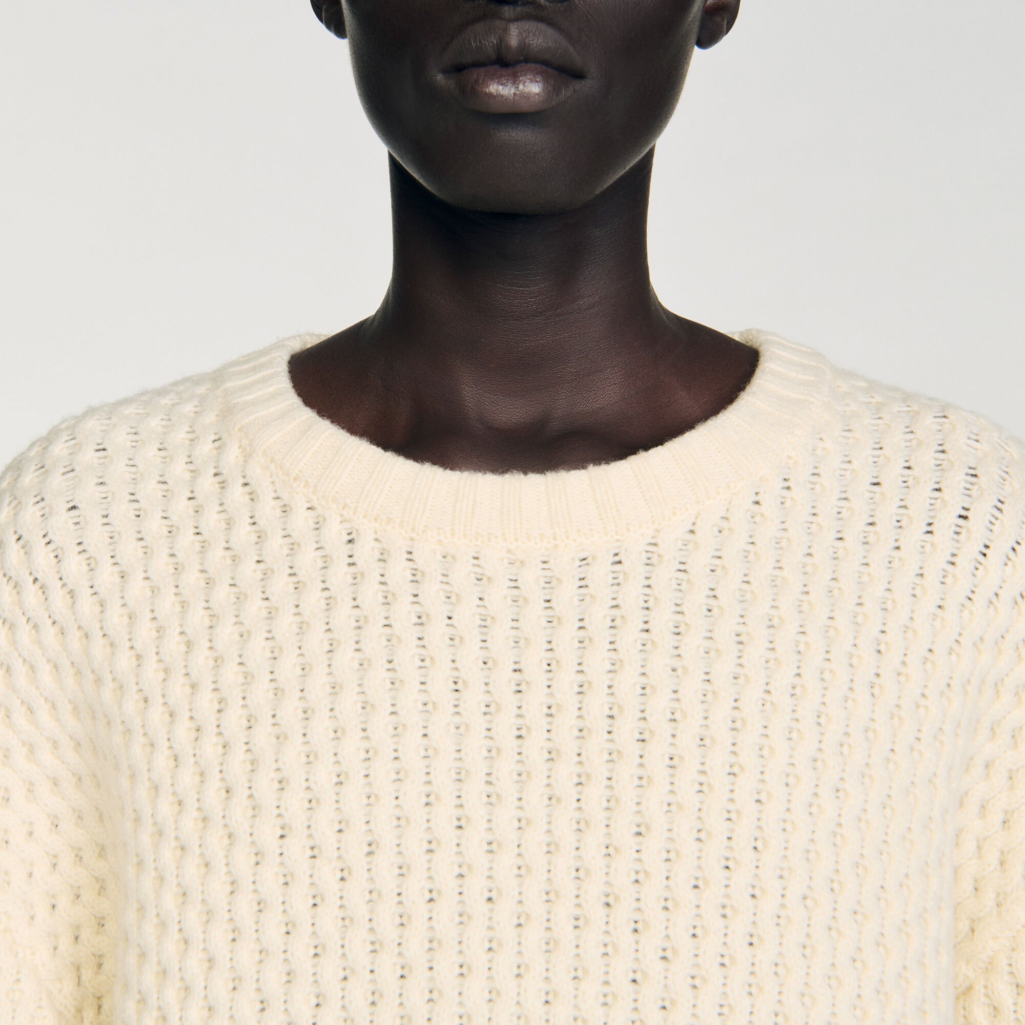 Honeycomb stitch wool sweater