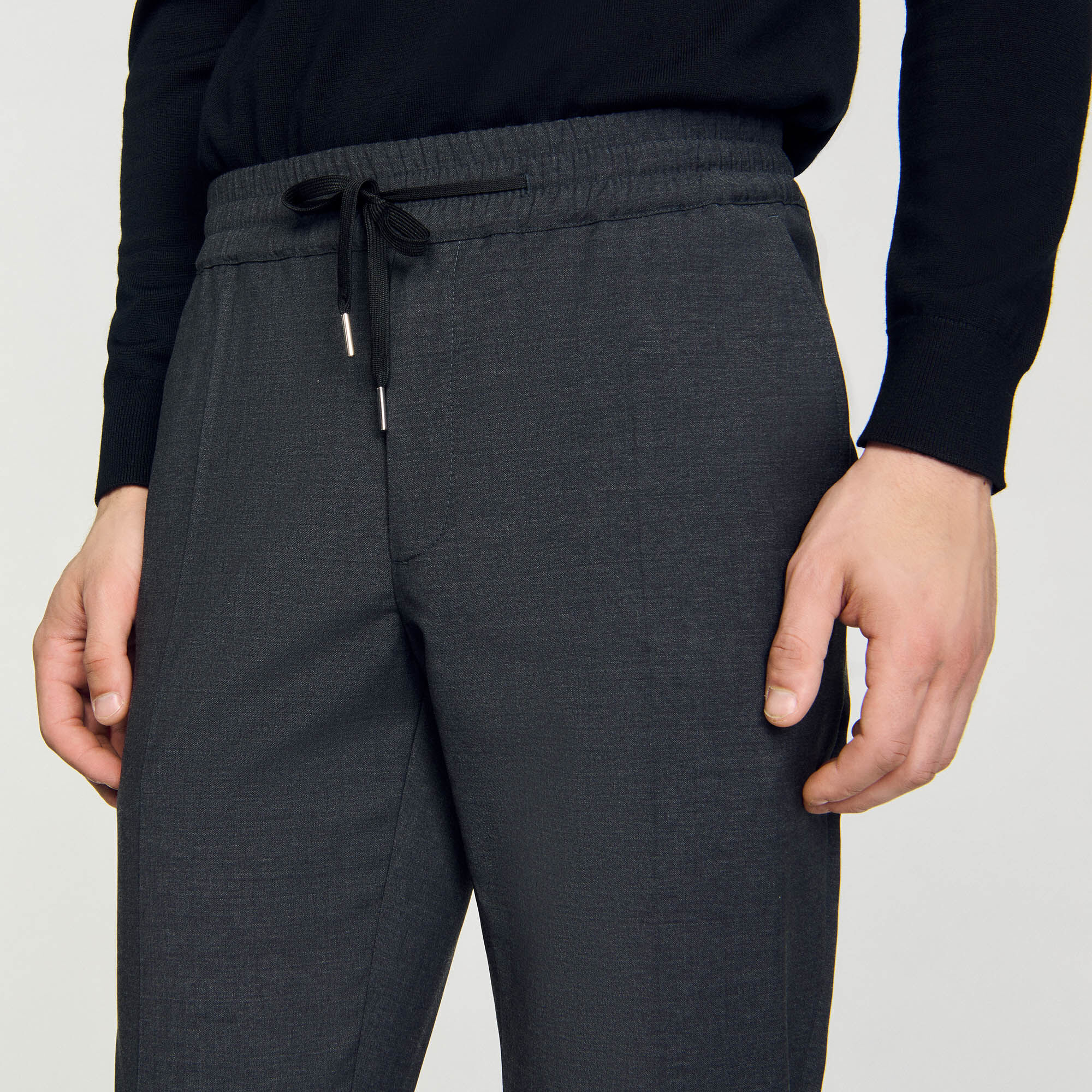 Elasticated straight-leg trousers