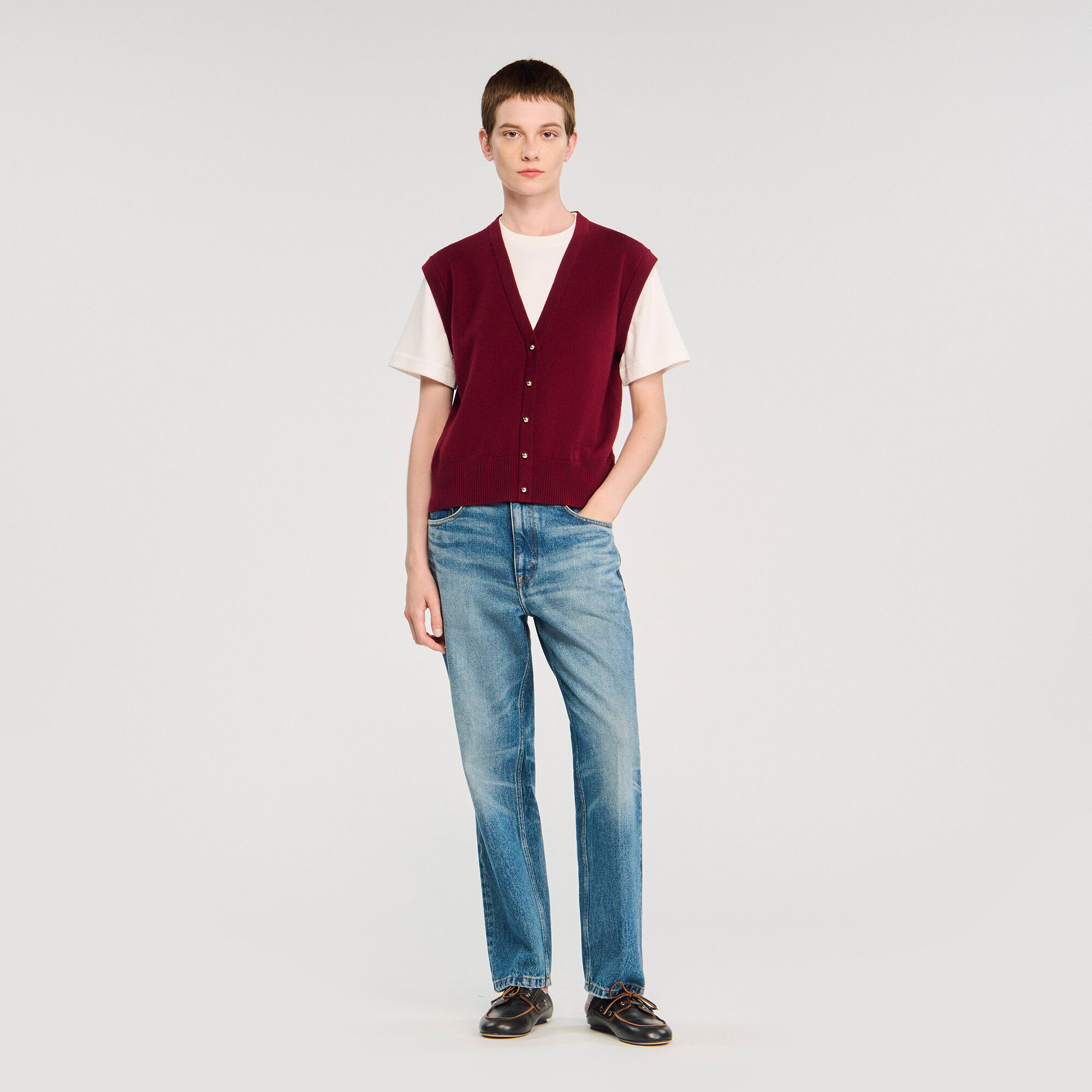 sandro paris  ウールニット　ジャケット SANDRO ニットジャケット | ブラック | FARFETCH JP