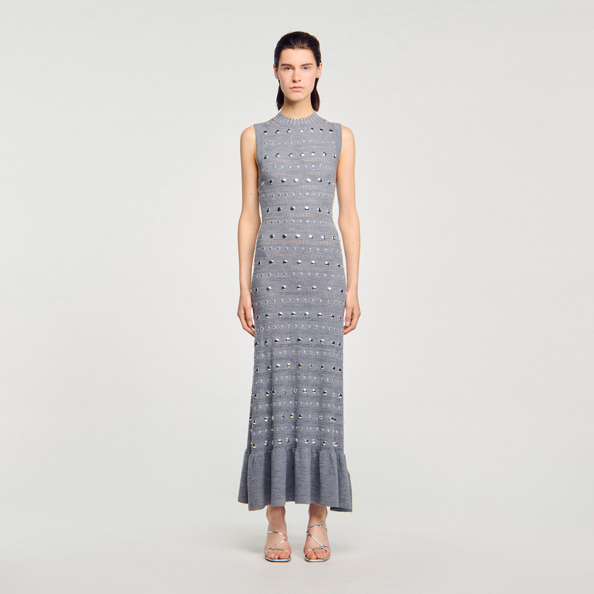 Knit maxi dress with studs