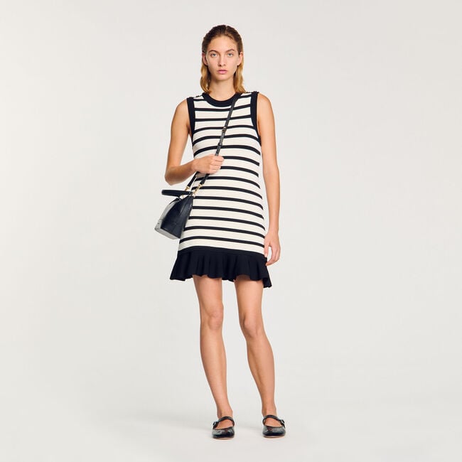 Striped knit mini dress