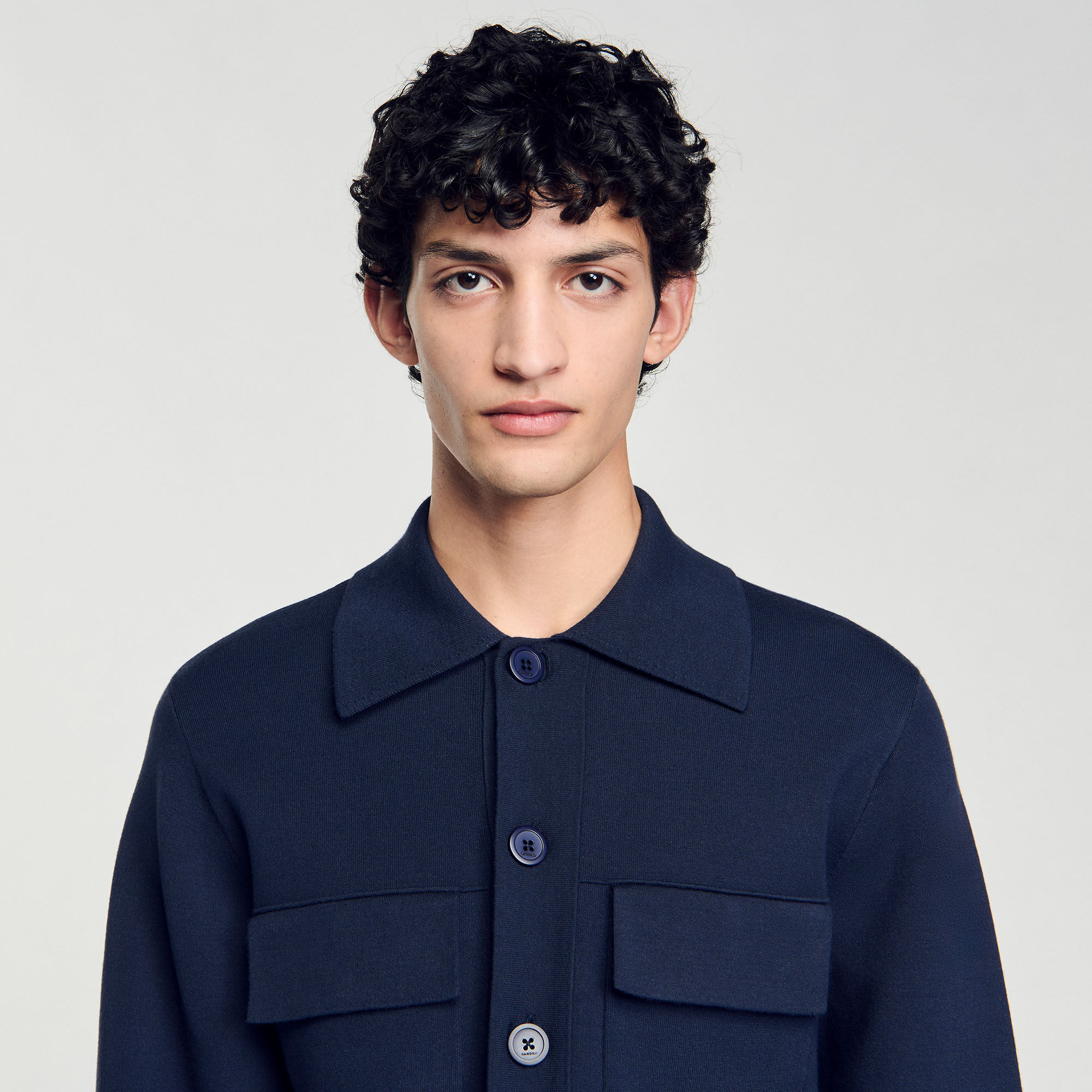 SANDRO ニットジャケット Knit jacket blue for Men | Sandro Paris