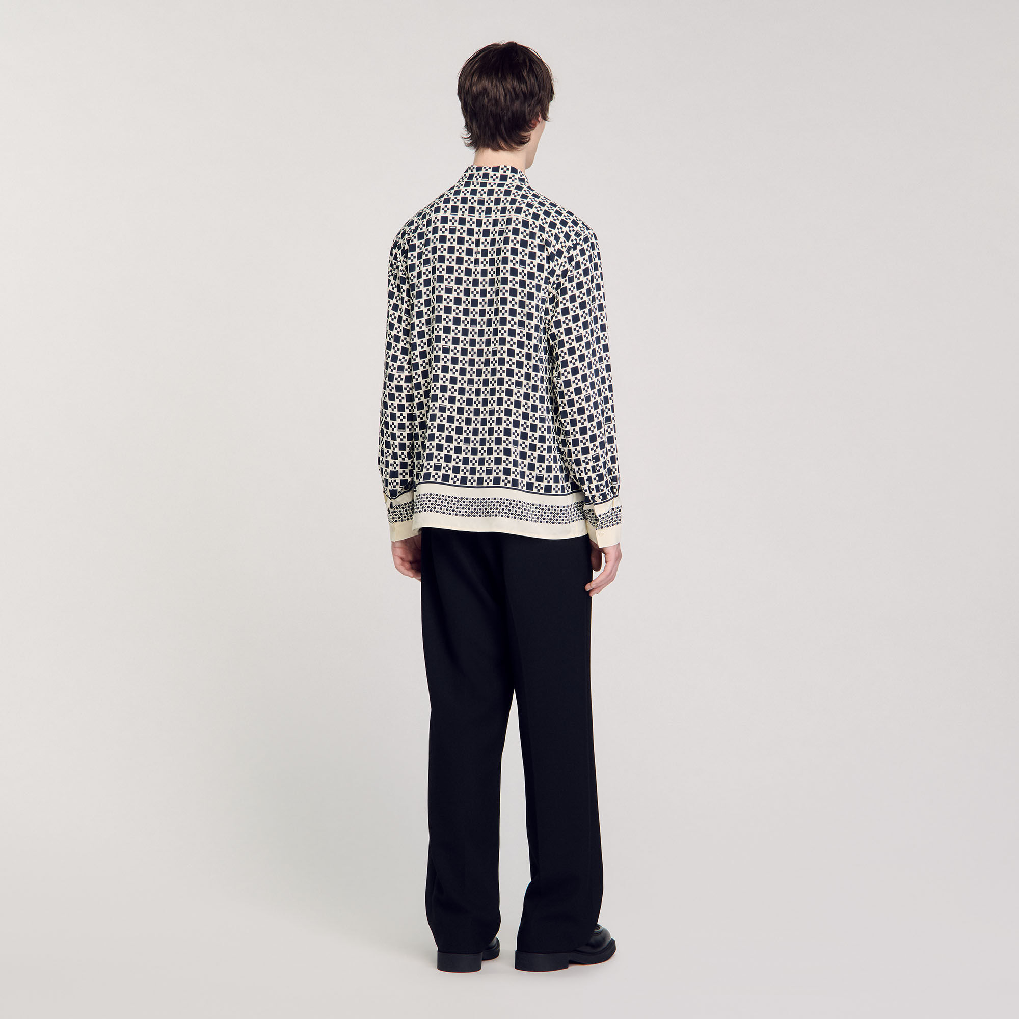 Square cross motif flowing shirt