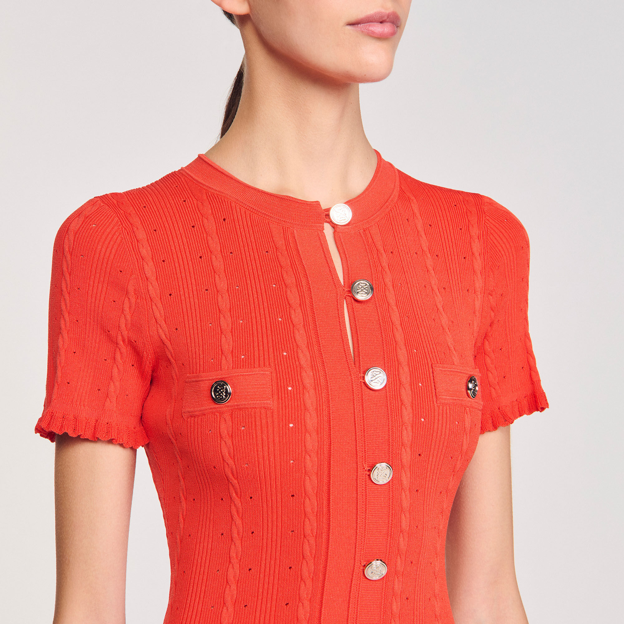 Knit maxi dress red For Women | Sandro Paris