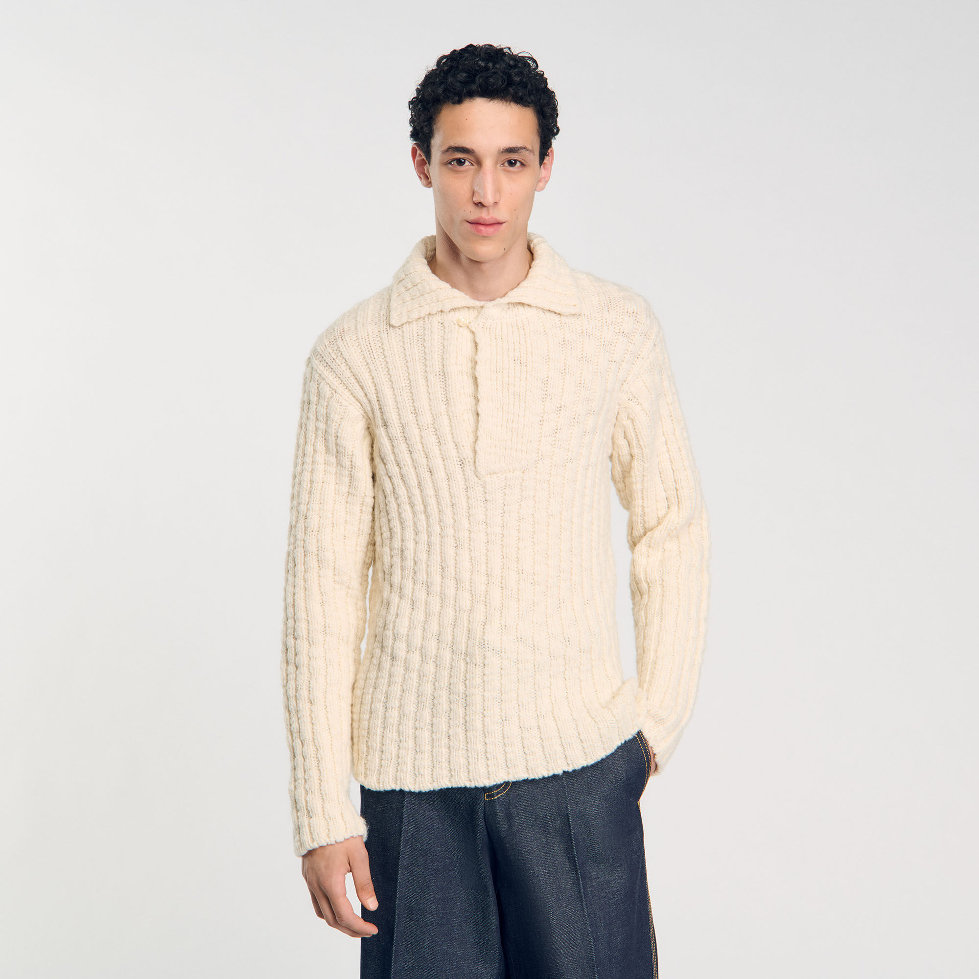Chunky knit polo neck sweater