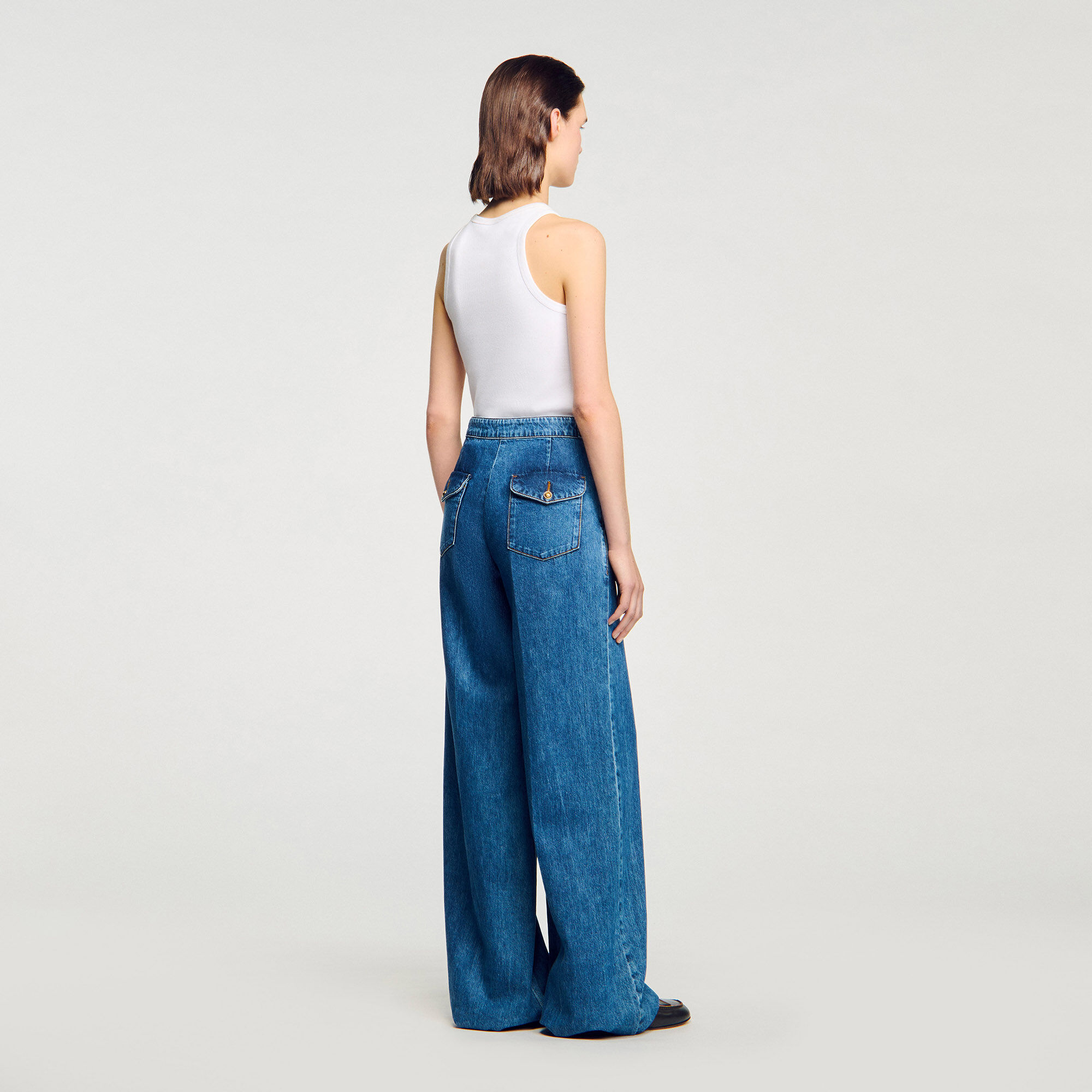 Mid-rise wide leg jeans blue For Women | Sandro Paris