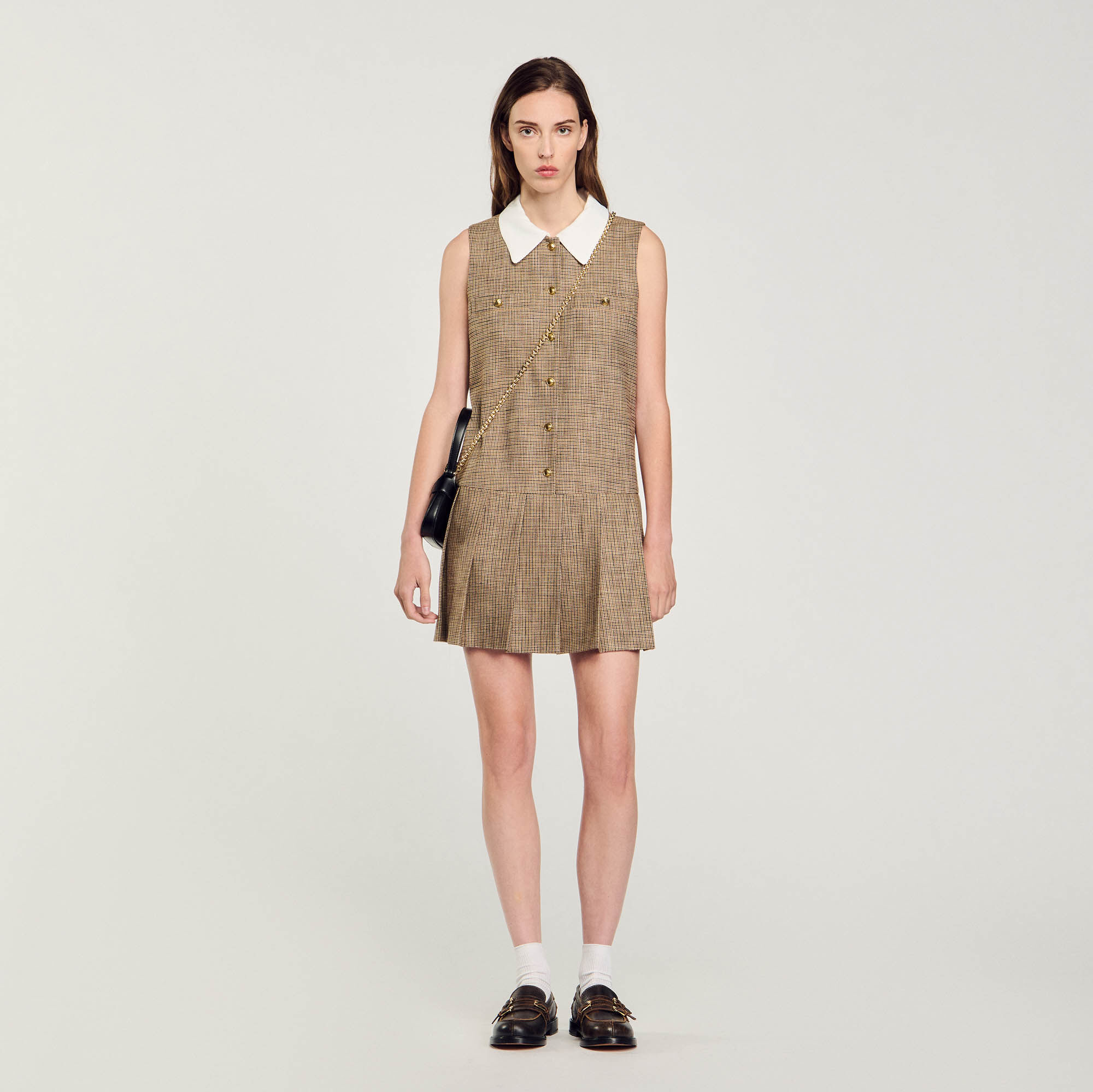 Short dress with pleated skirt bottom sandro hot sale