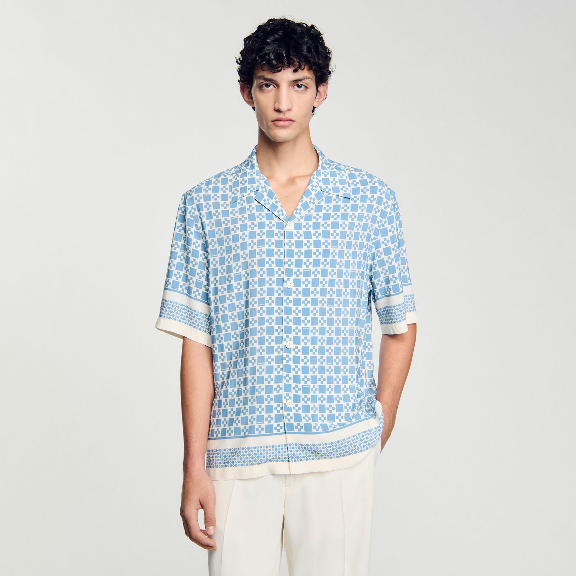 Square Cross motif flowing blouse