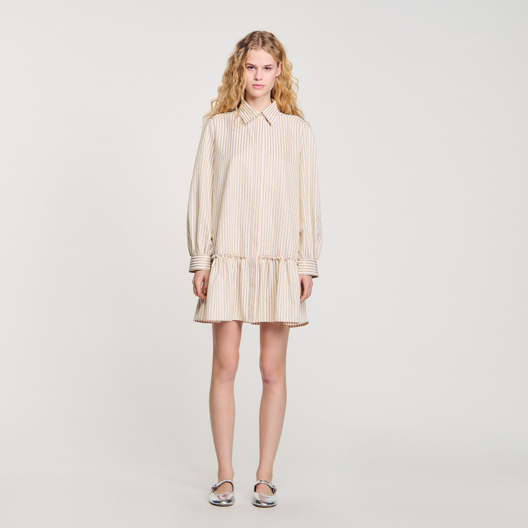 Rhinestone striped shirt dress