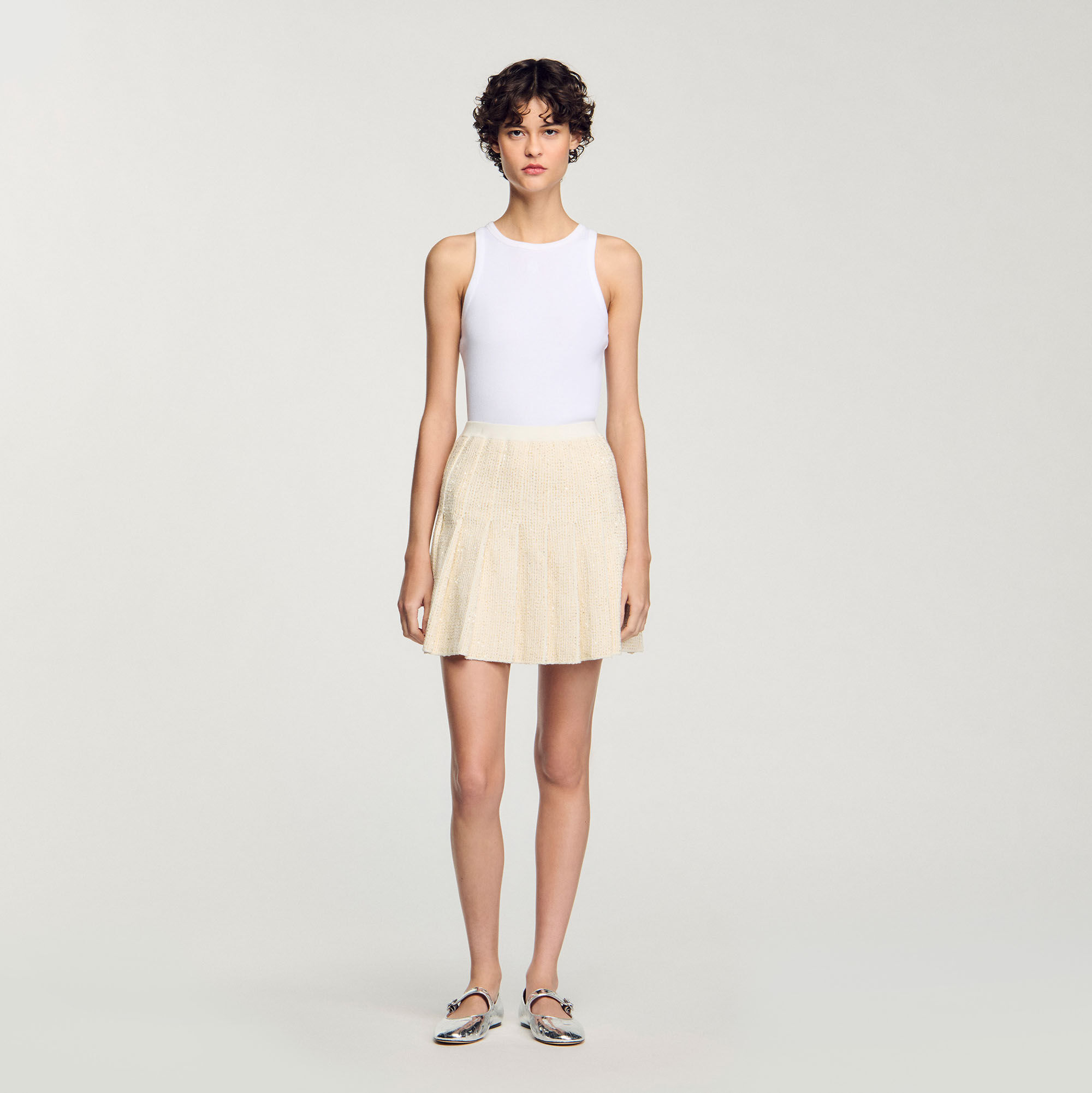 ANDMARY】Coco check pleats skirt