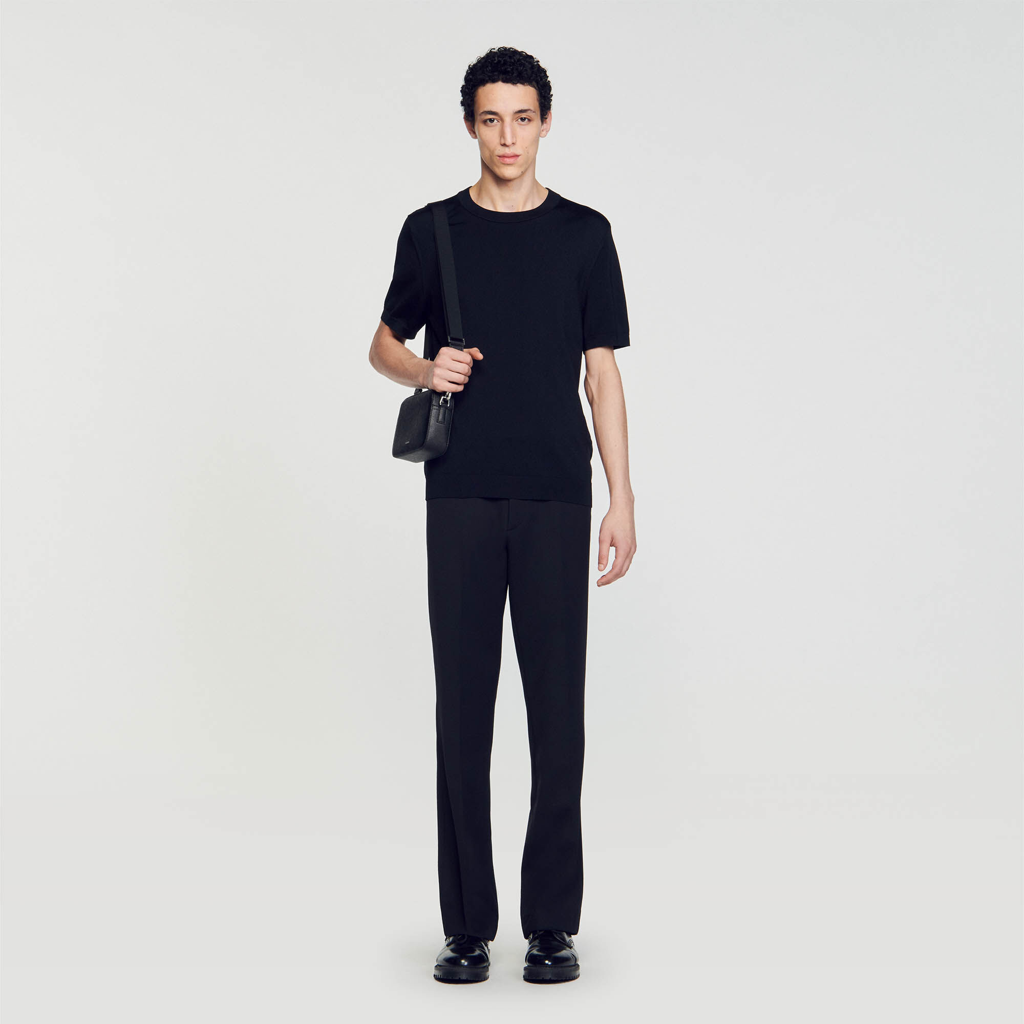 【関税 送料無料】SANDRO ロゴ Ｔシャツ Cotton T-shirt with logo black / gray for Men | Sandro Paris