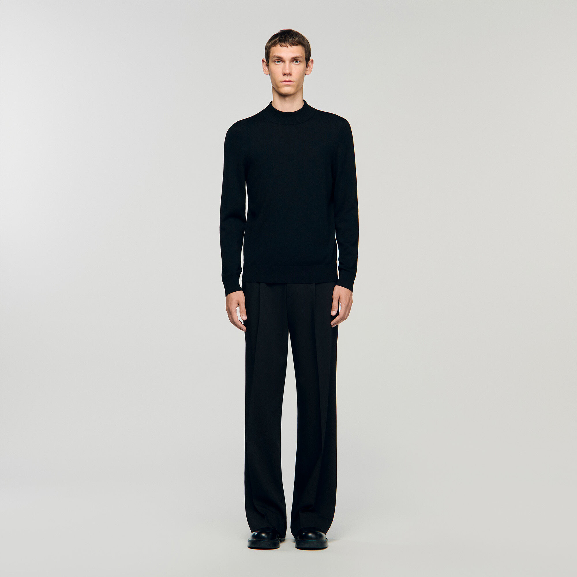 Mock neck sweater black / gray for Men | Sandro Paris