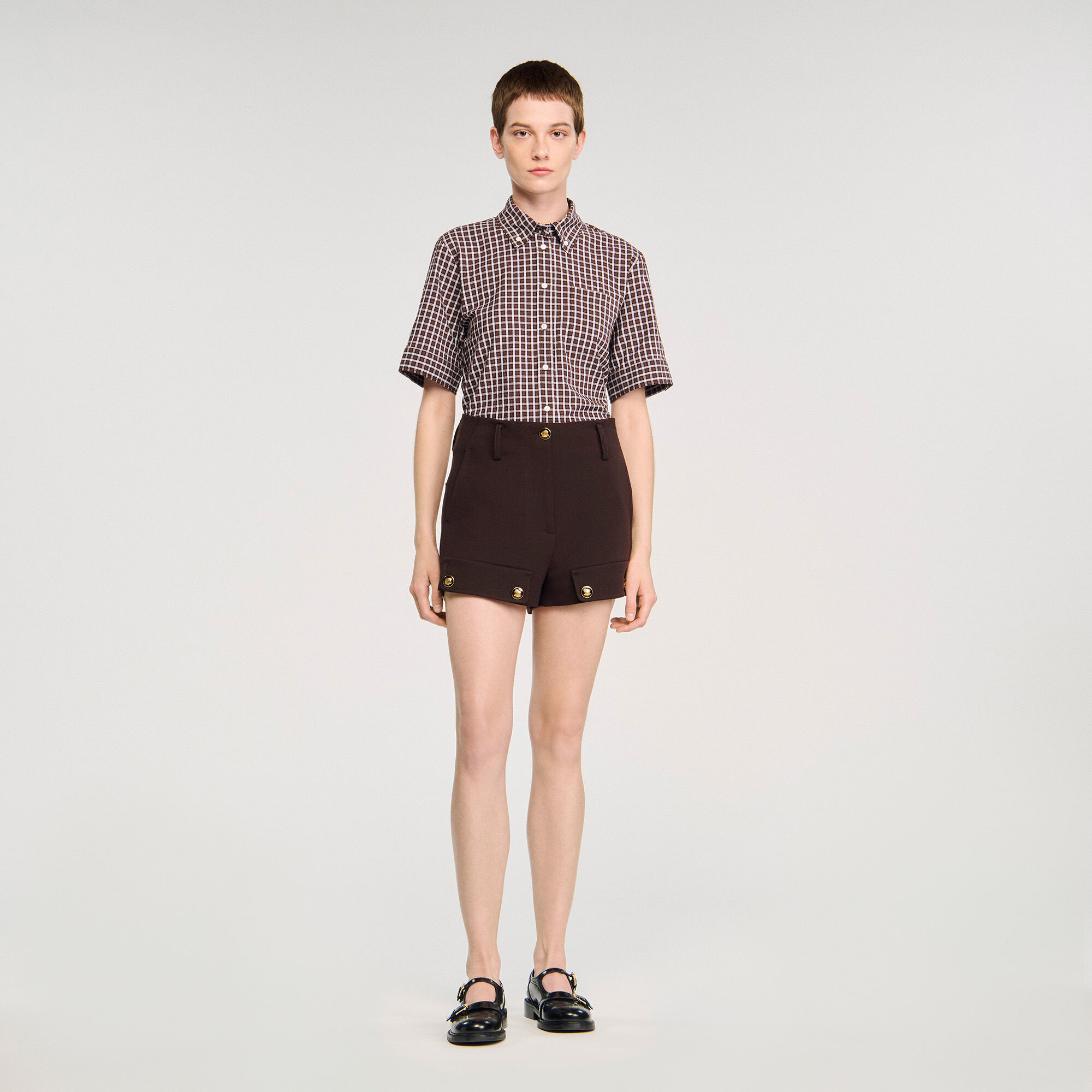 ★パリ発 sandro★ ボタン ウール ショート ジャケット キャメル ☆パリ発 sandro☆ ボタン ウール ショート ジャケット キャメル