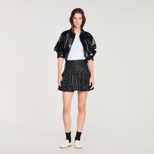 Short striped sequin skirt