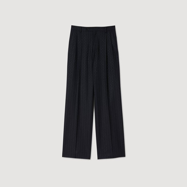 Rhinestone striped trousers