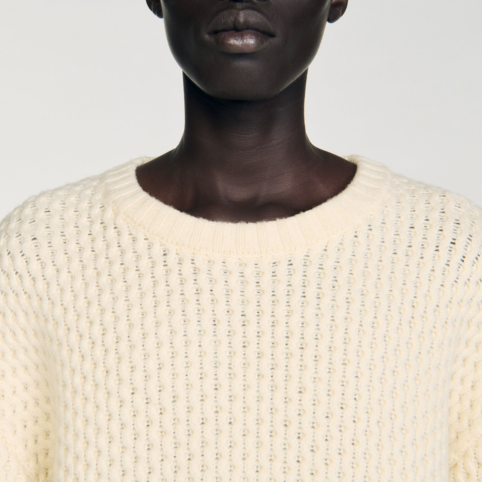 Honeycomb stitch wool sweater