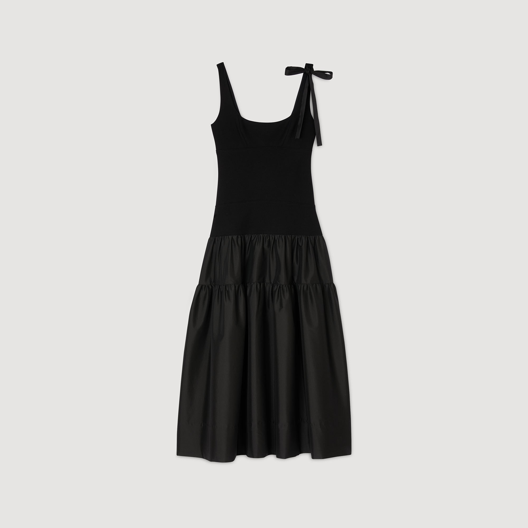 Long dual-material dress