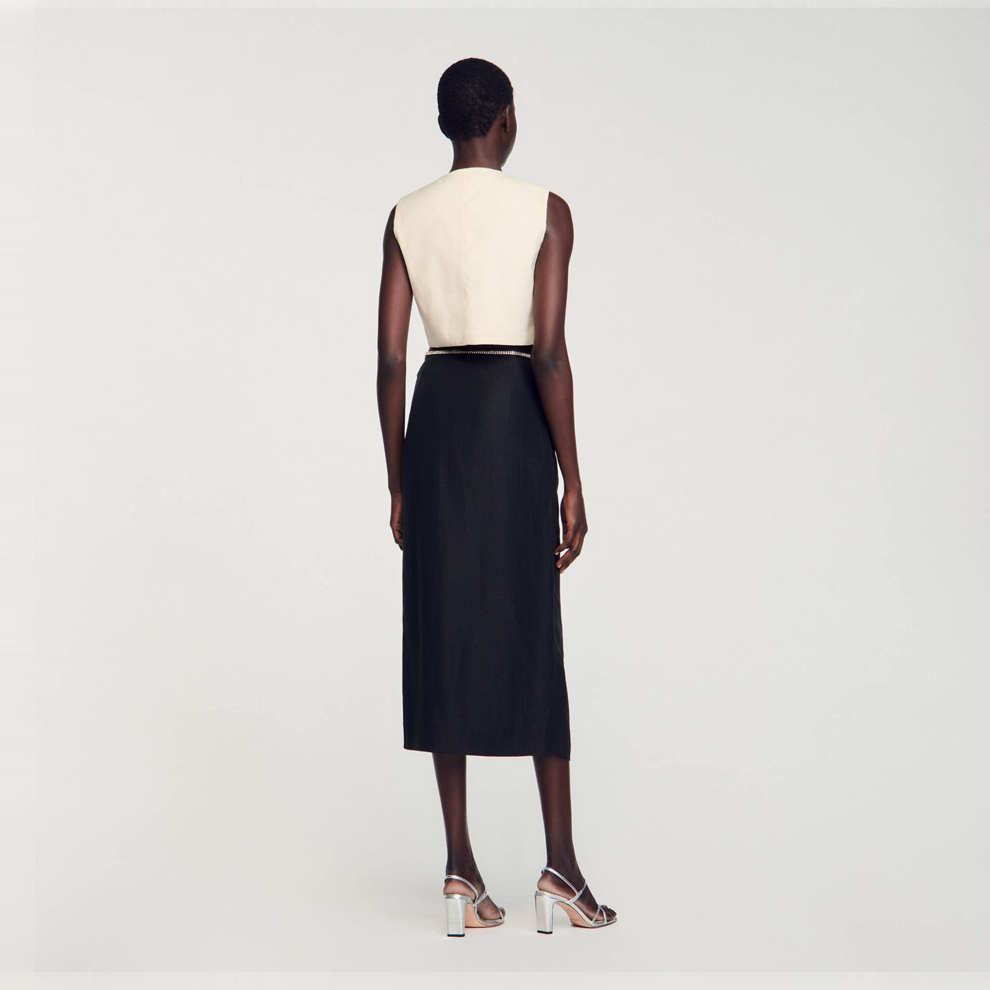 Skirt with a slit and rhinestones