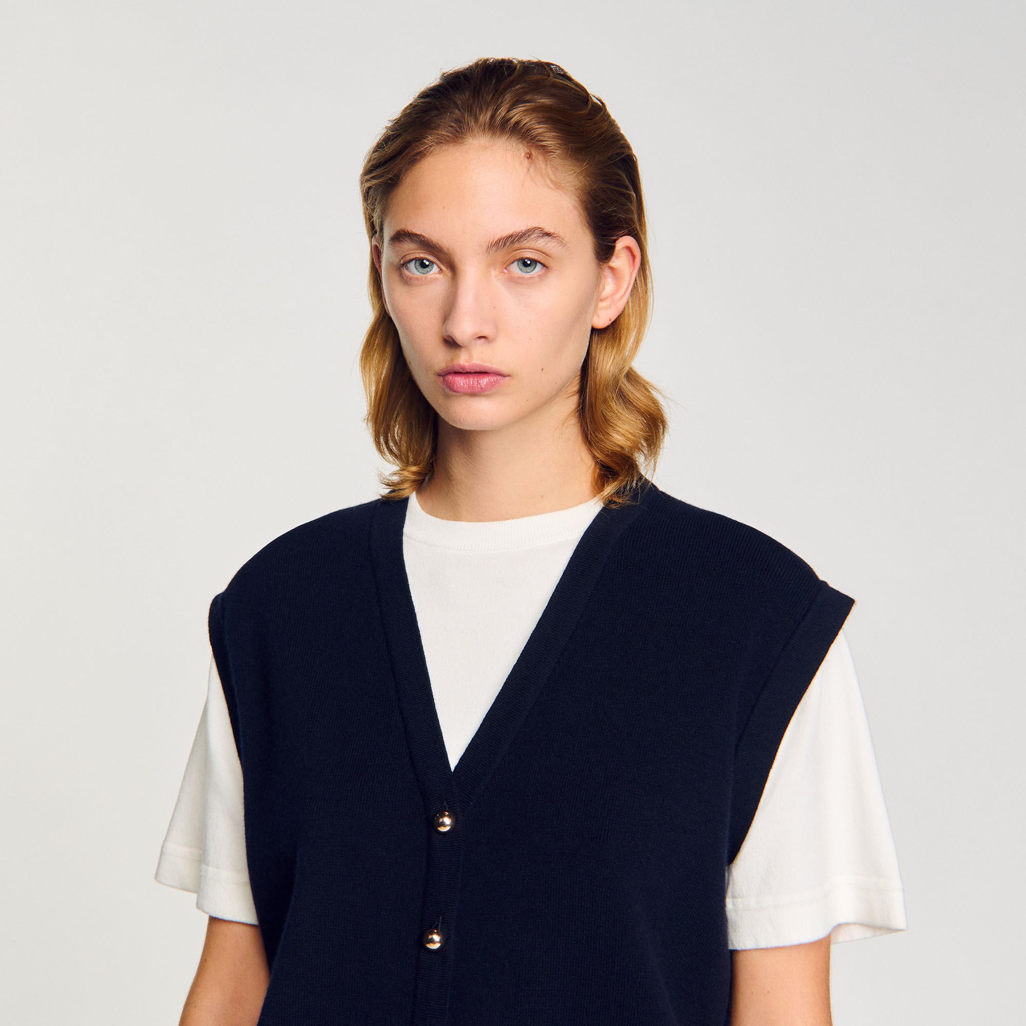 Two-tone wool and cashmere sweater