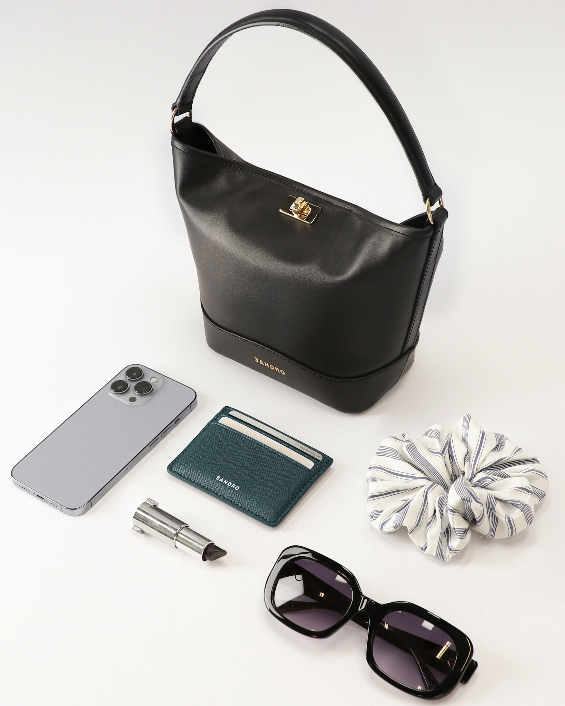 Tangoso mini leather bag black / gray For Women | Sandro Paris