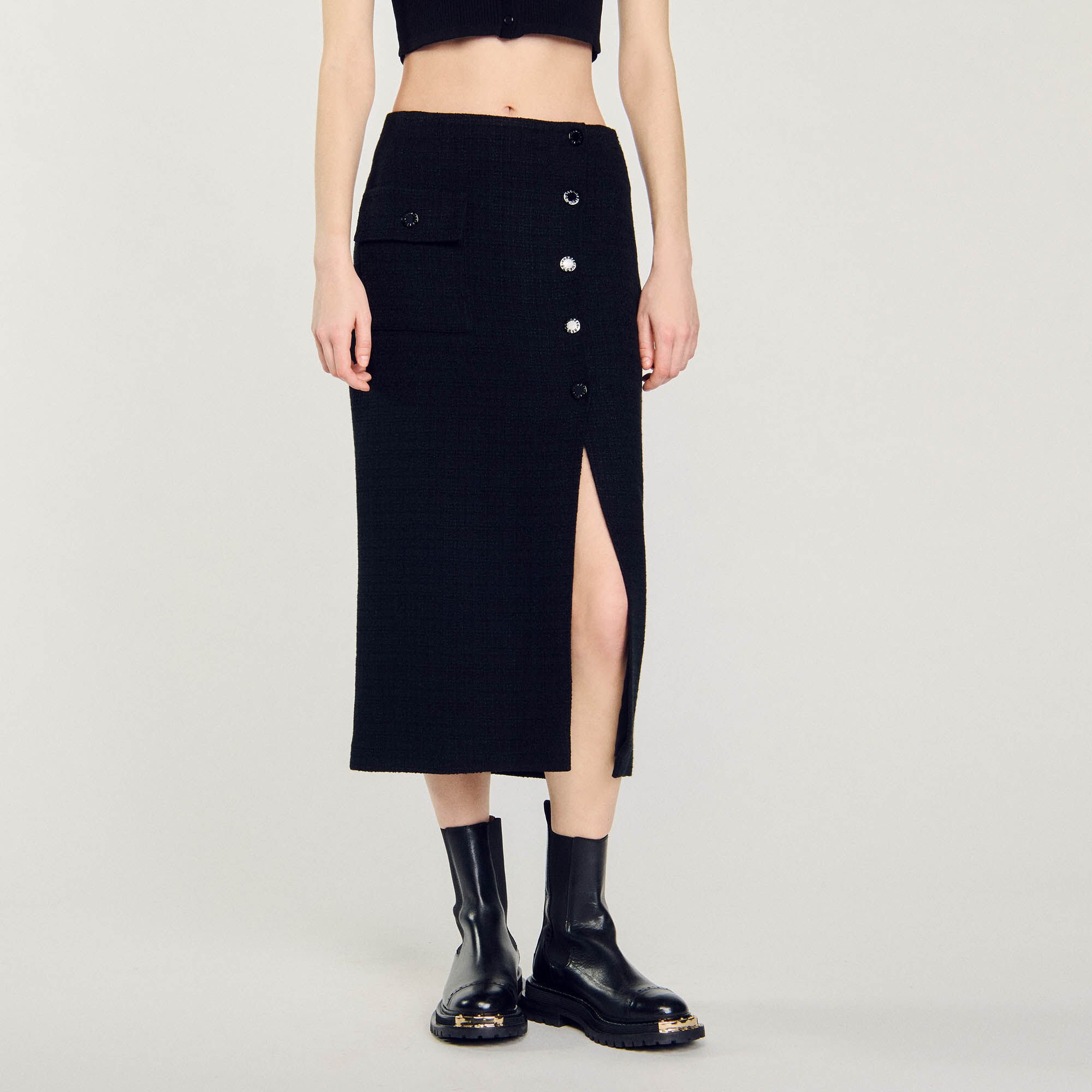 Tweed midi skirt