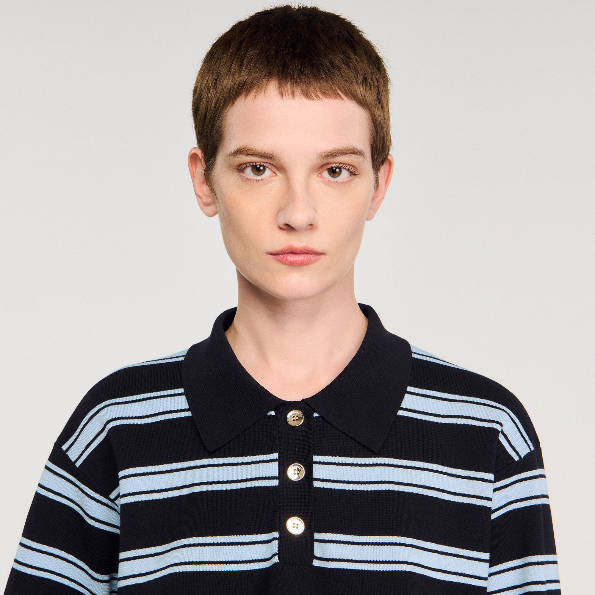 Striped polo sweater