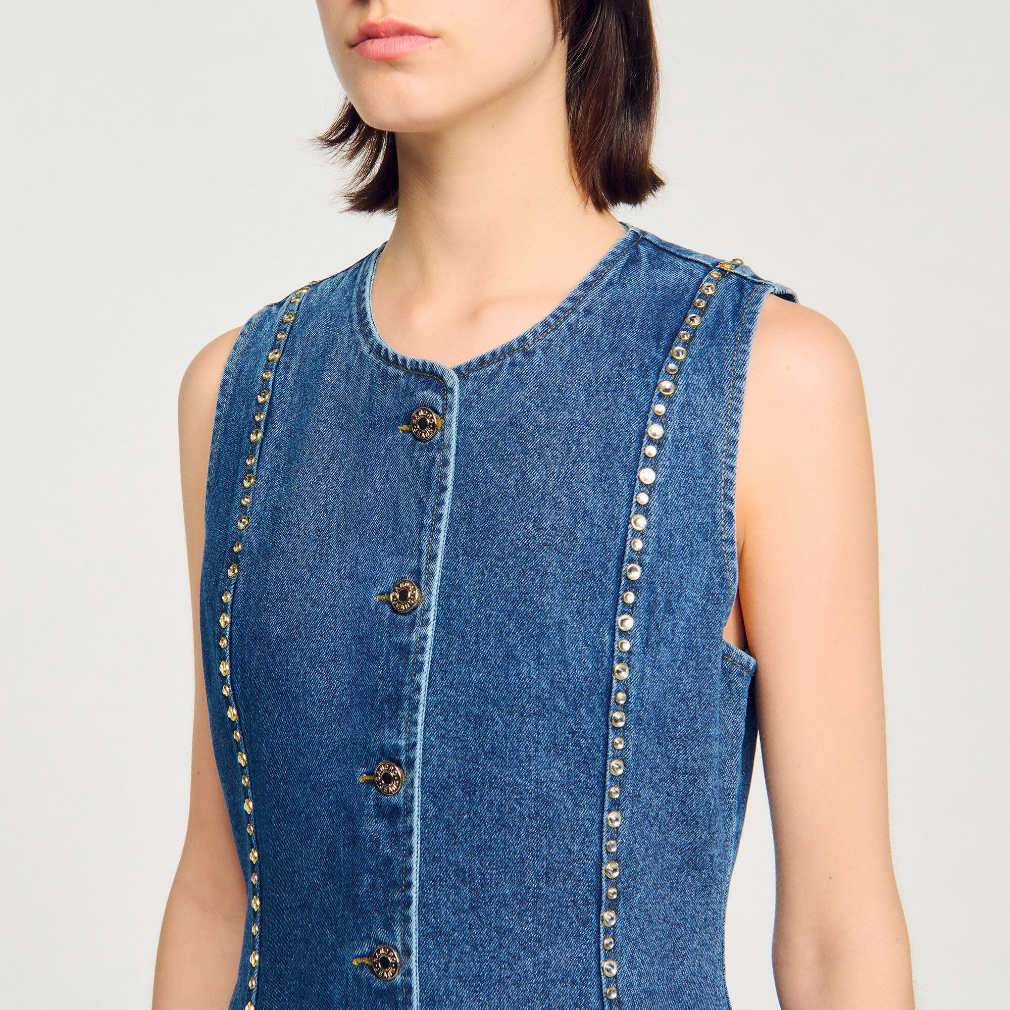 Rhinestone denim top