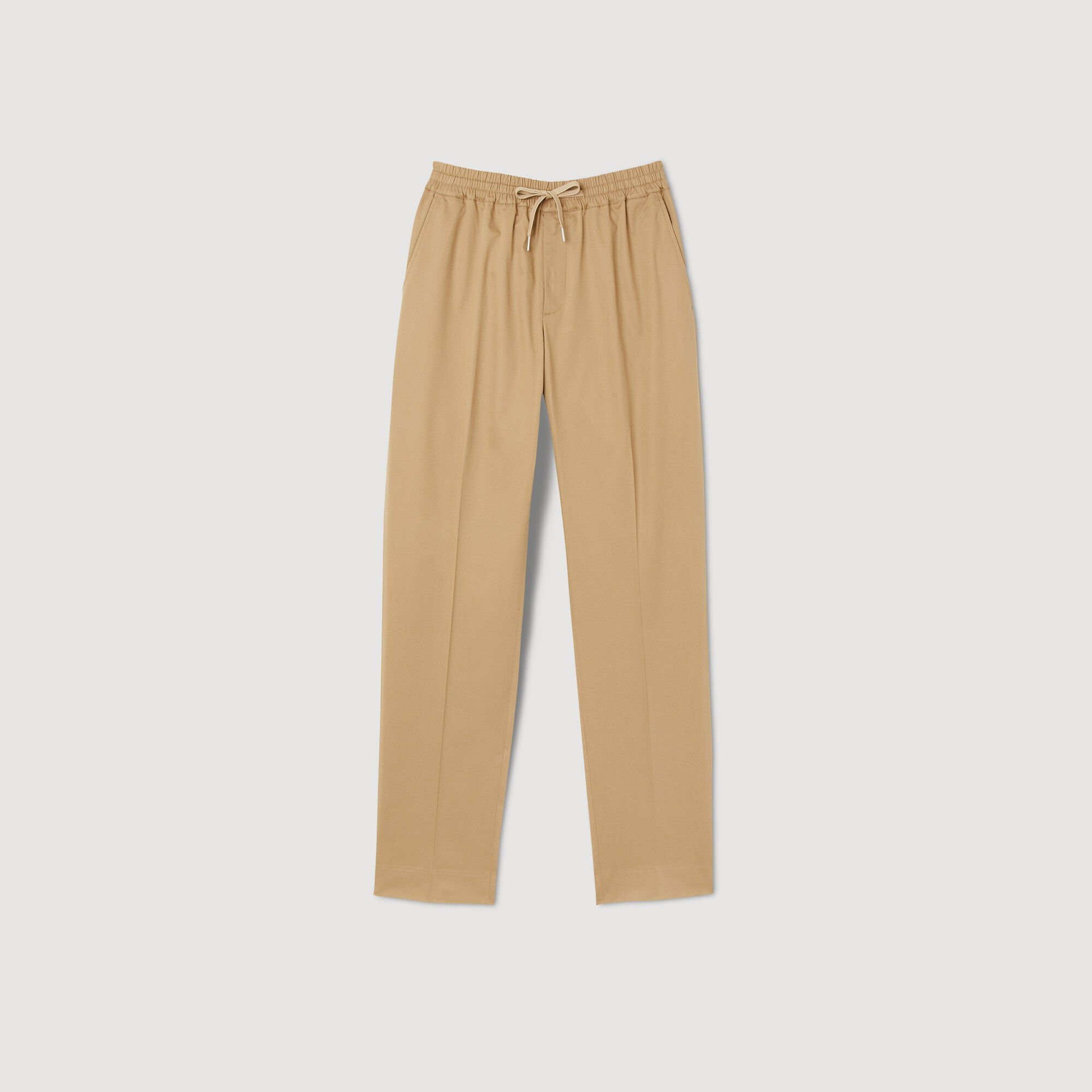 Elasticated straight-leg trousers
