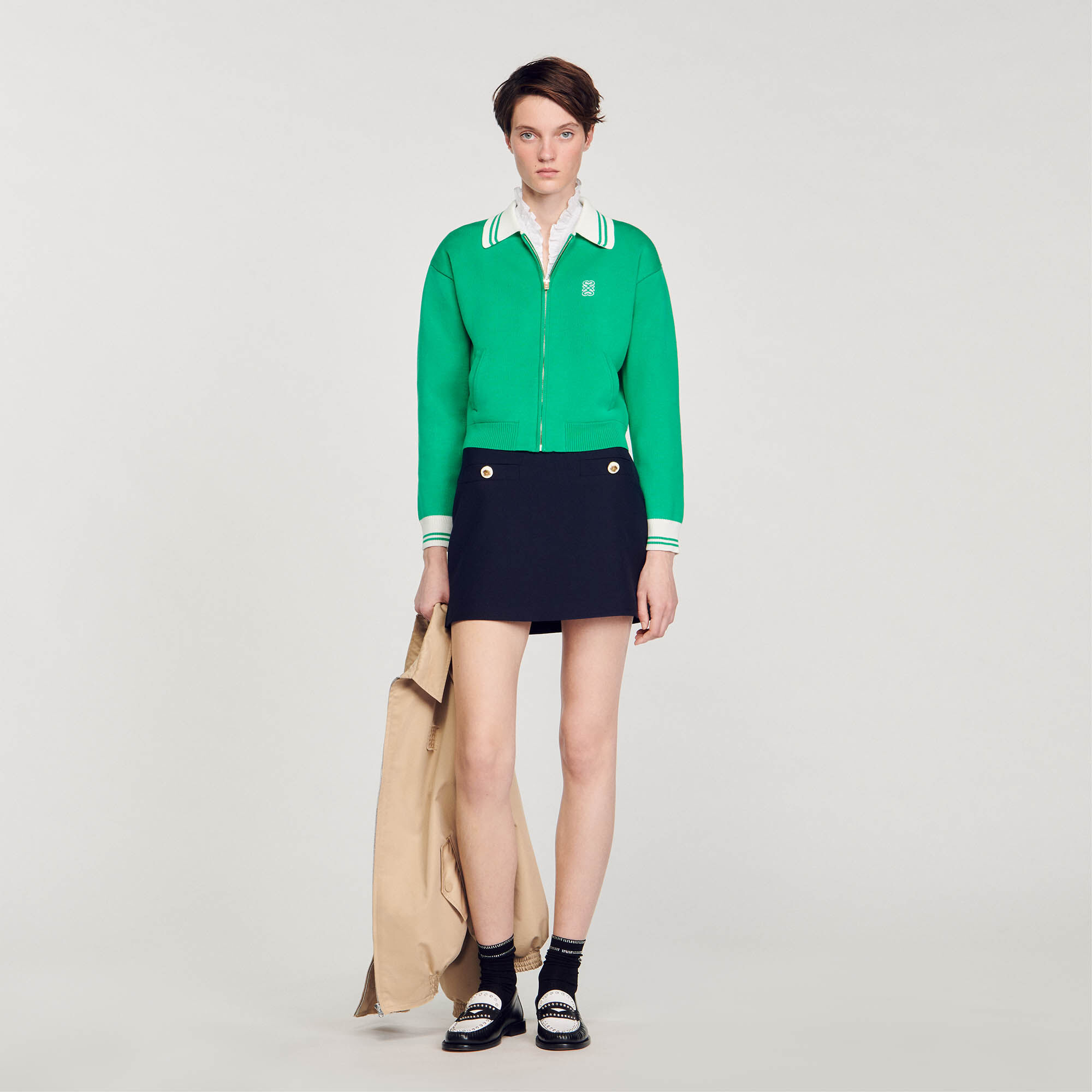 Zip up varsity cardigan