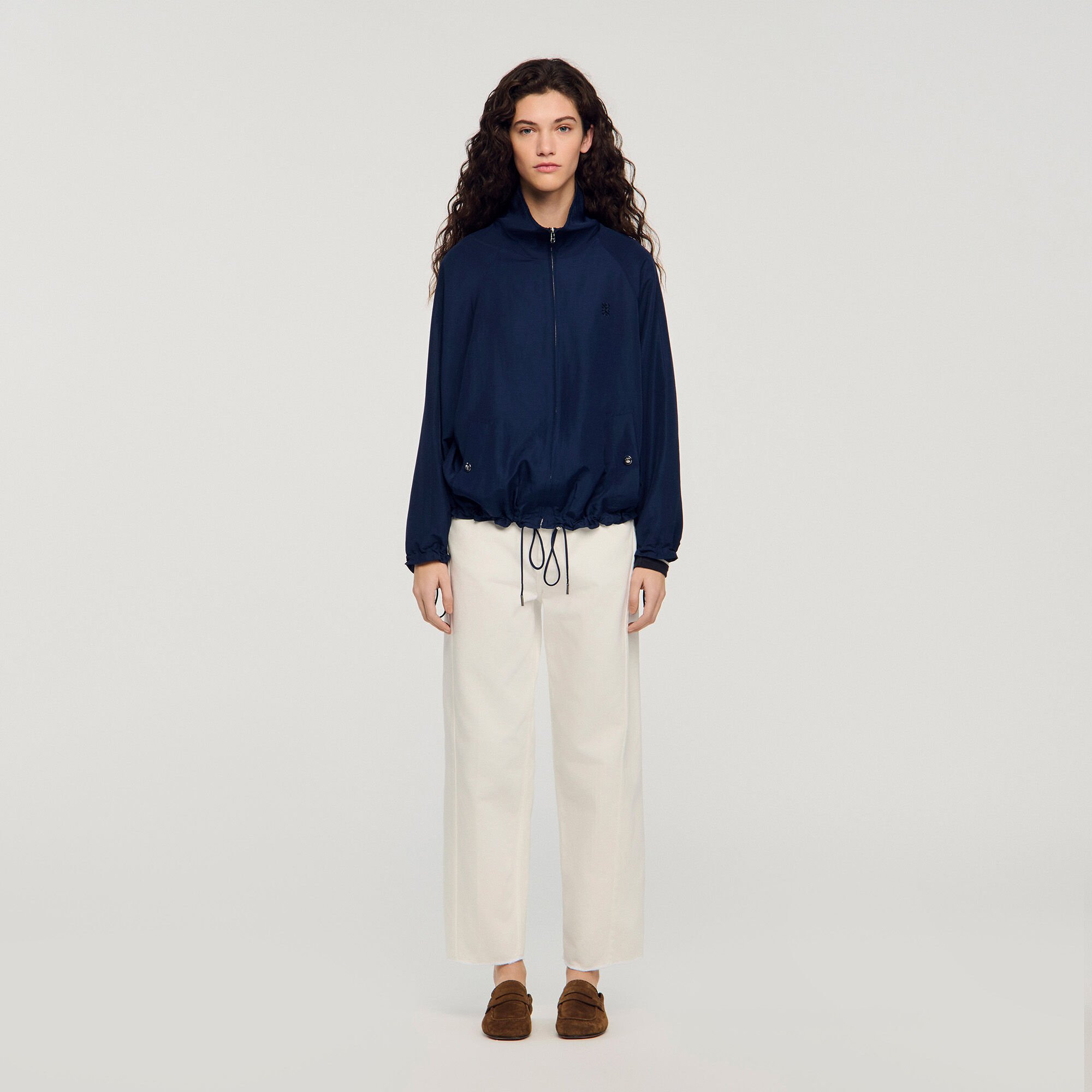 Embroidered collar oversized jacket