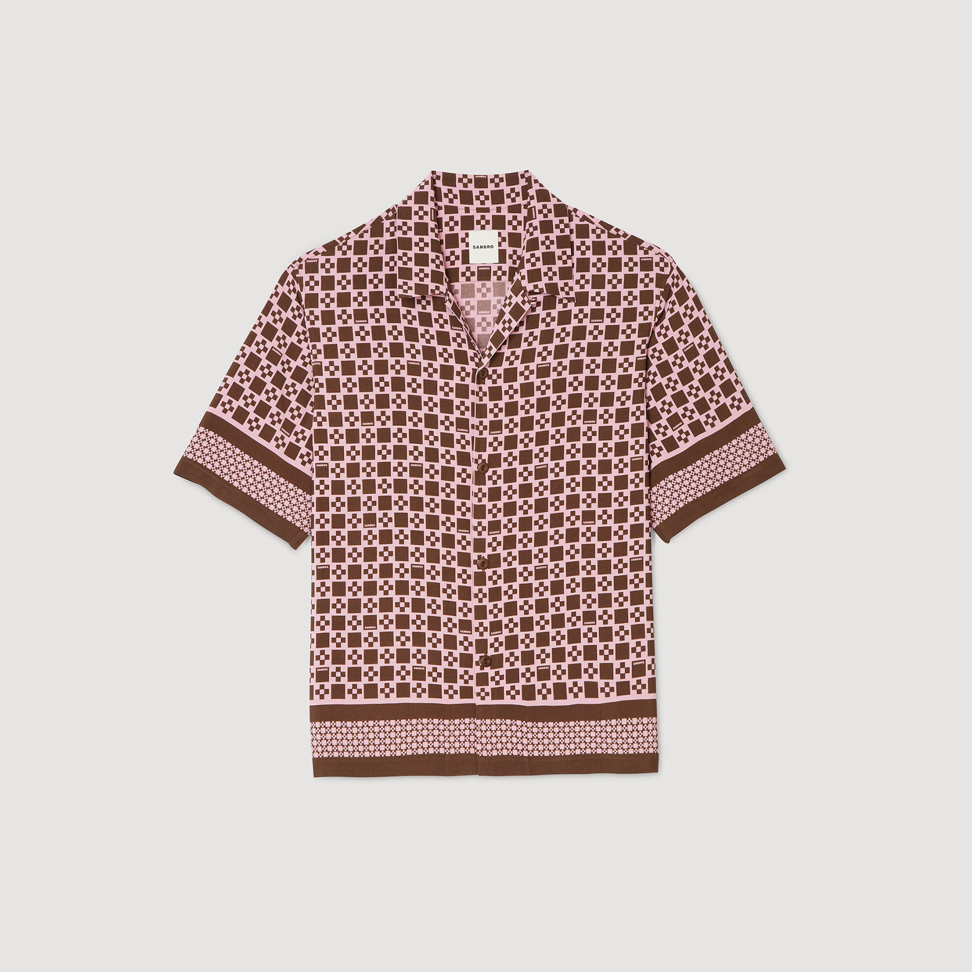 Square Cross motif flowing shirt pink for Men | Sandro Paris