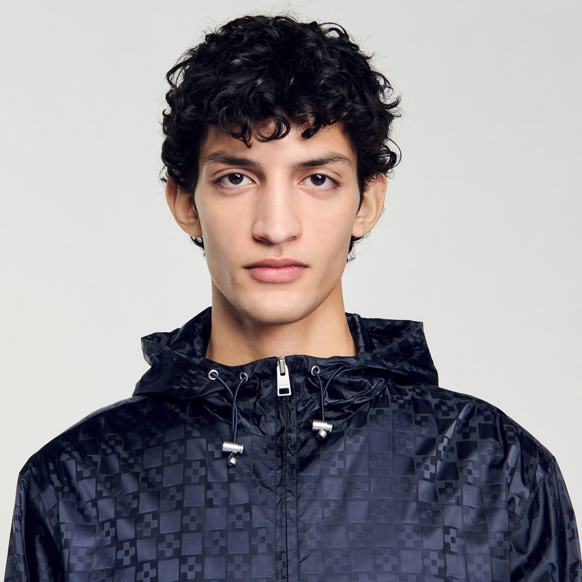 sandro paris  コート Square Cross nylon jacket blue for Men | Sandro Paris