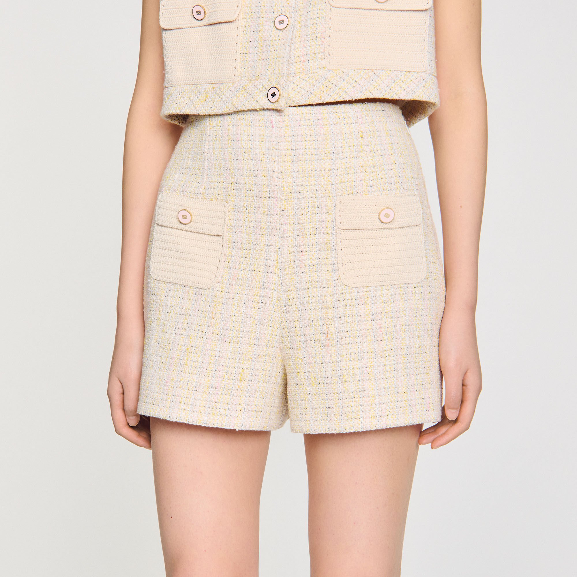 Decorative tweed shorts