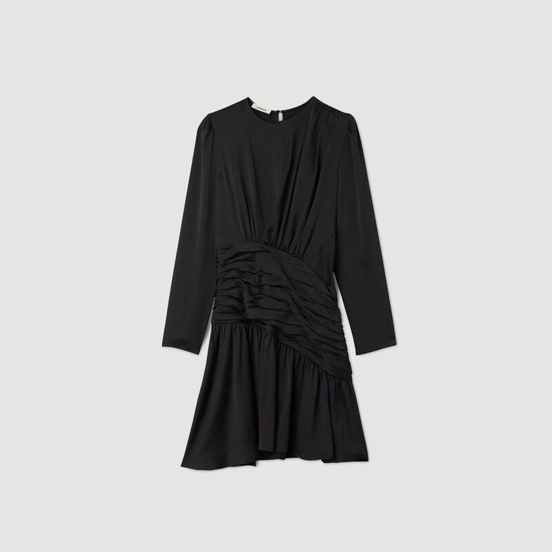 Short draped dress Black / Gray | Sandro Paris