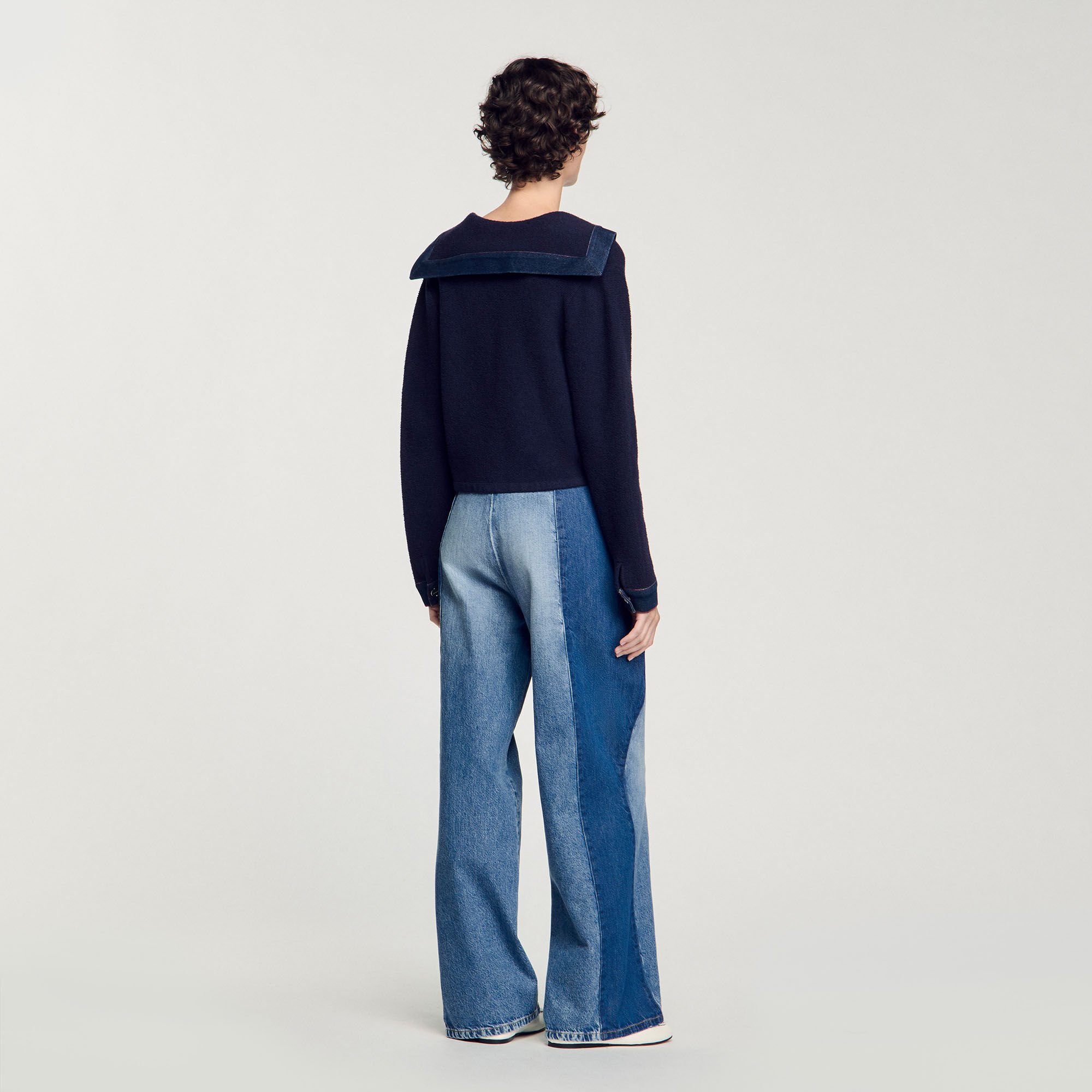 Cardigan with denim details