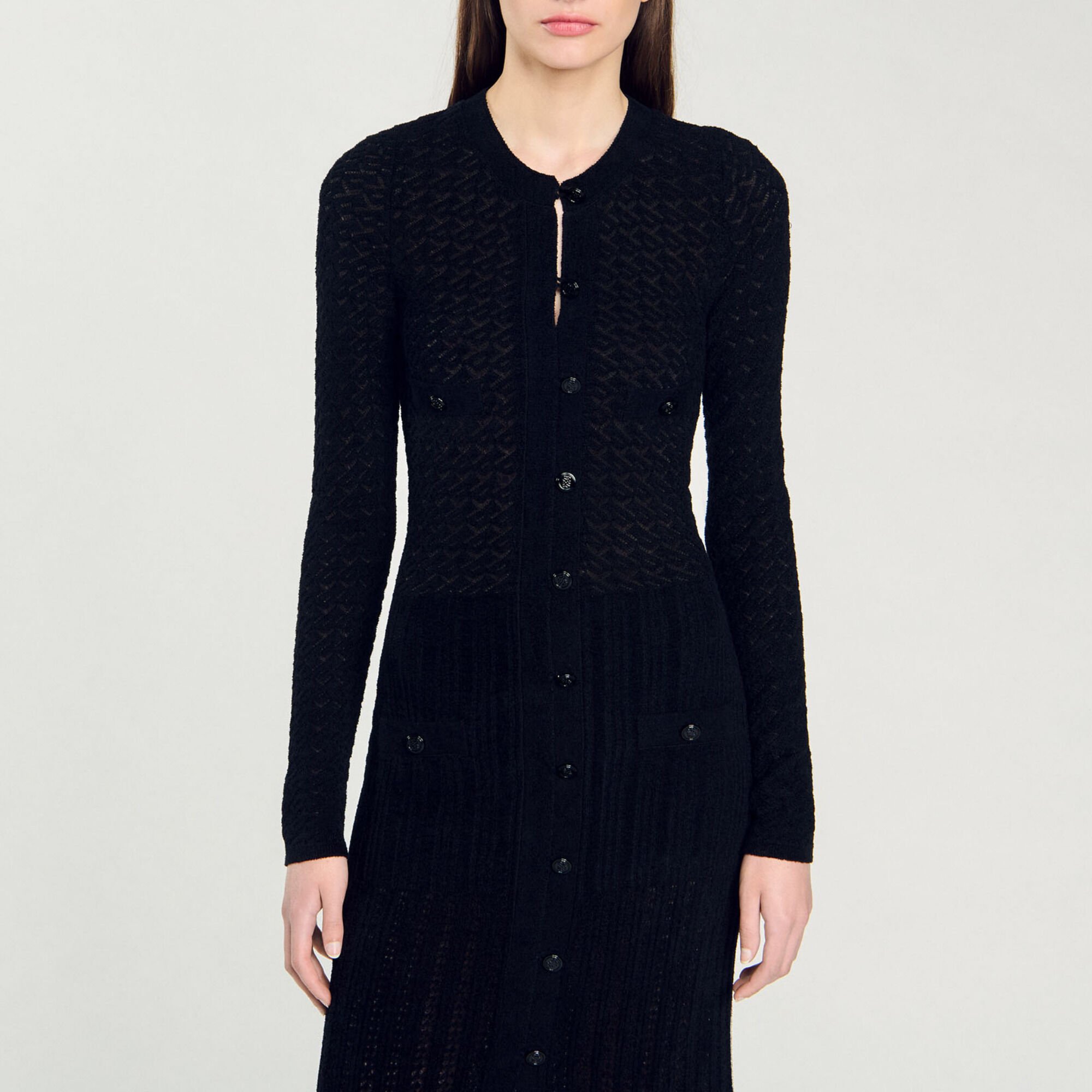 Velvet-effect knit maxi dress