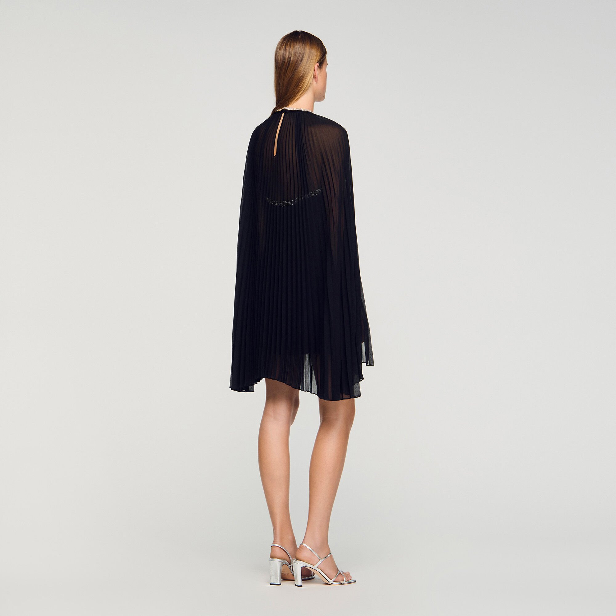 Mini cape dress with rhinestones