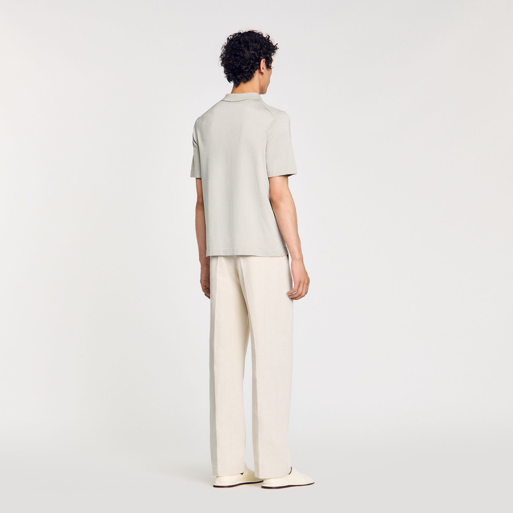 Knitted polo shirt with zip collar